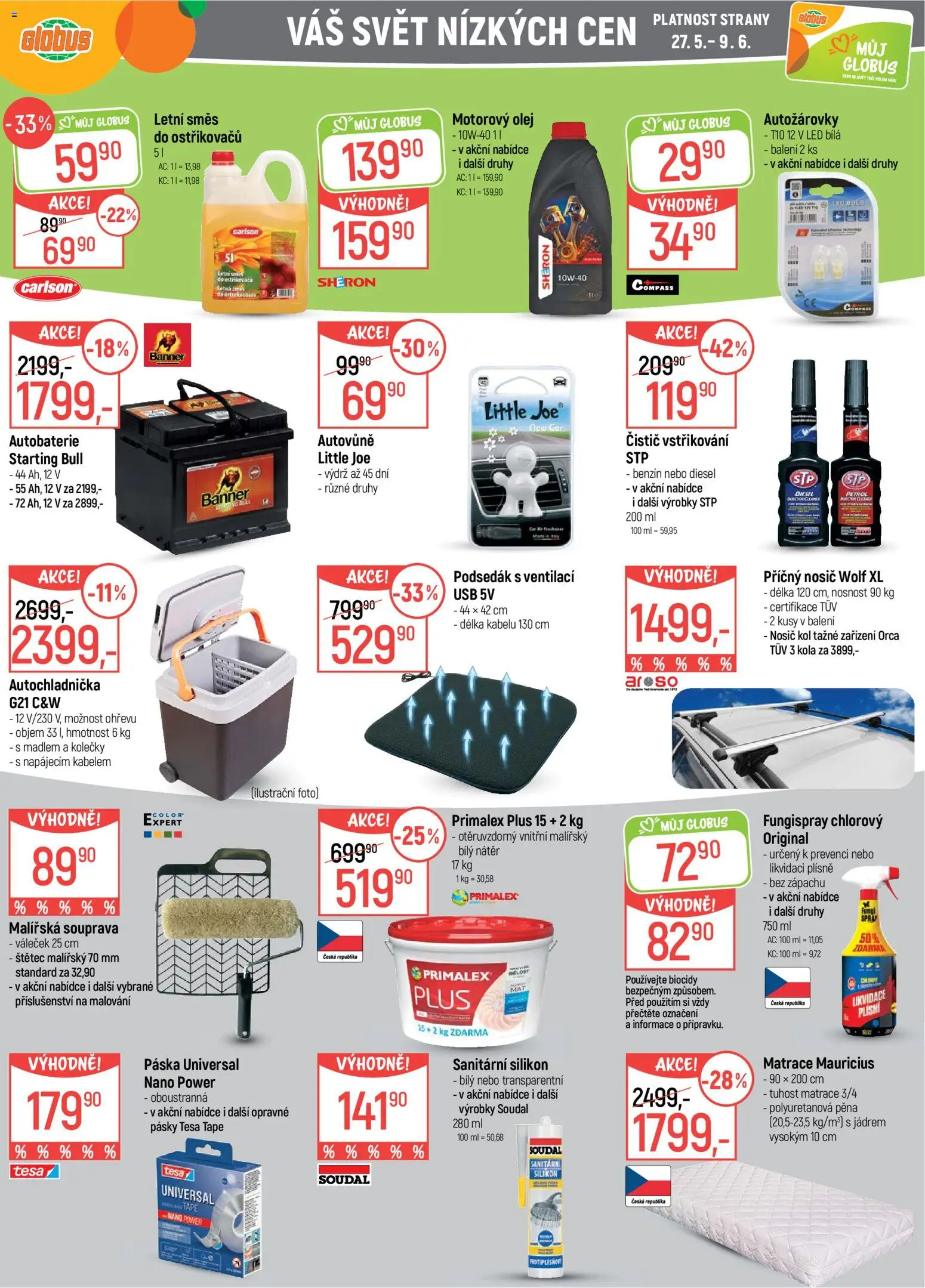 Globus leták - Praha Zličín od 27.05.2026 | Strana: 39 | Produkty: Benzín, Matrace, Motorový olej, LED