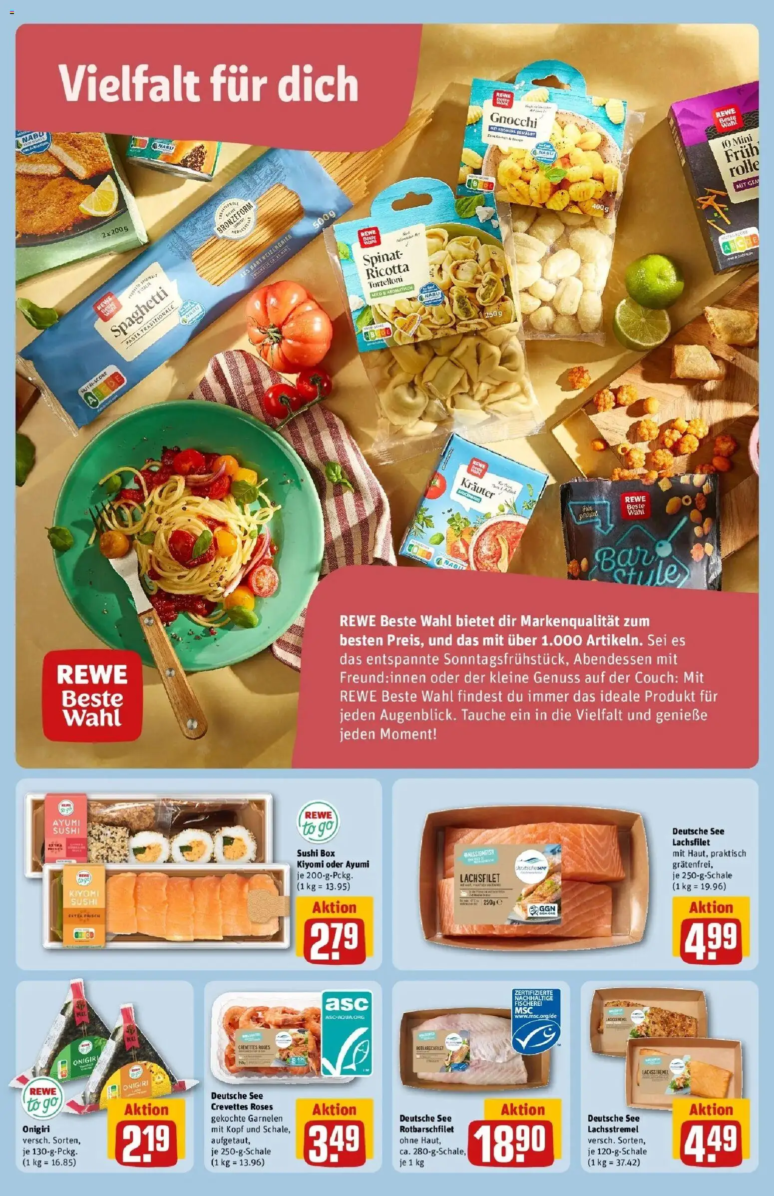 REWE Prospekt ab 07.09.2026 zum Blättern » Angebote | Seite: 12 | Produkte: Spaghetti, Box, Bad, Garnelen