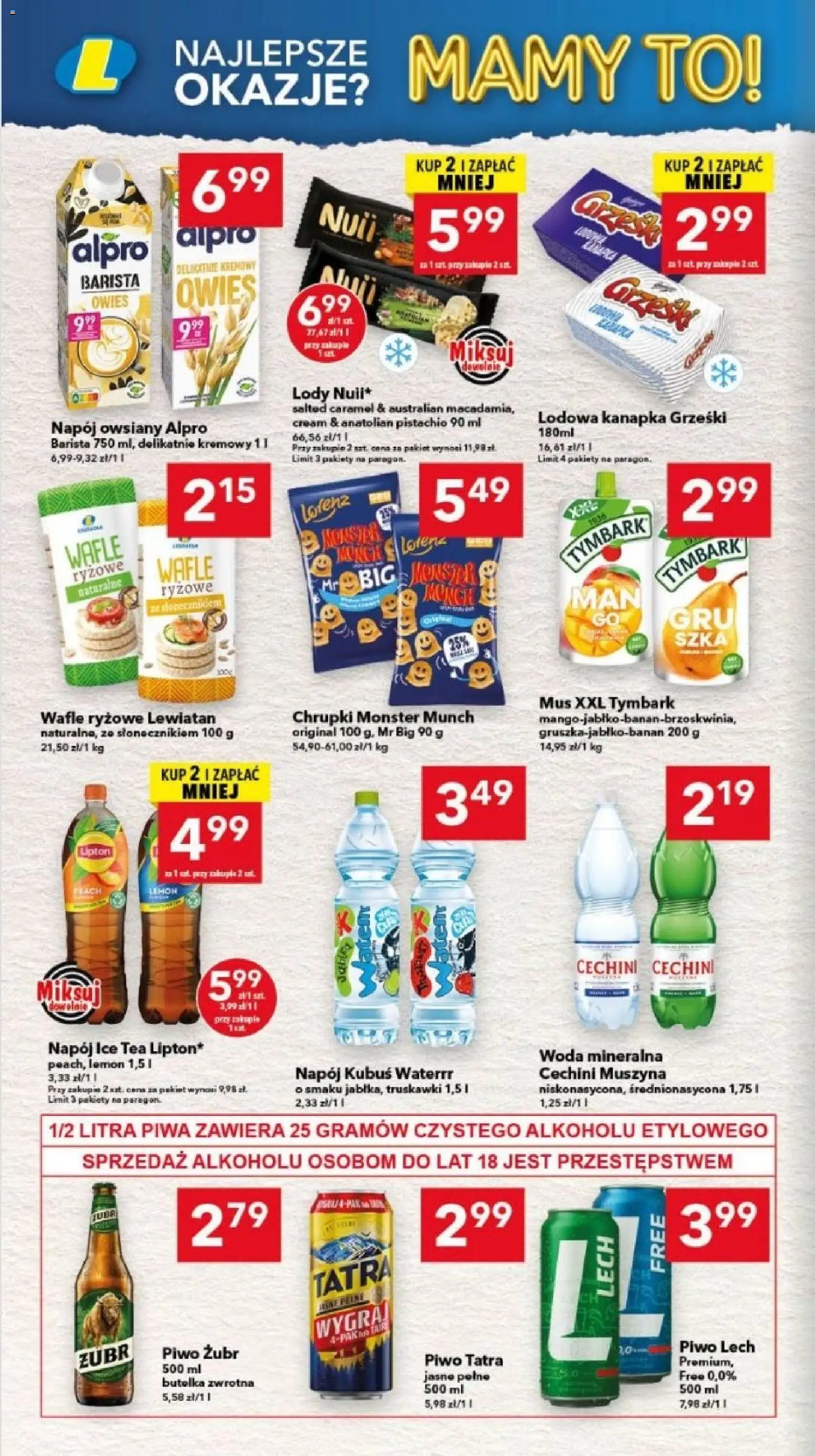 Lewiatan gazetka - Legnica od 18.06.2026 | Strona: 6 | Produkty: Piwo żubr, Napój owsiany, Wafle, Alpro