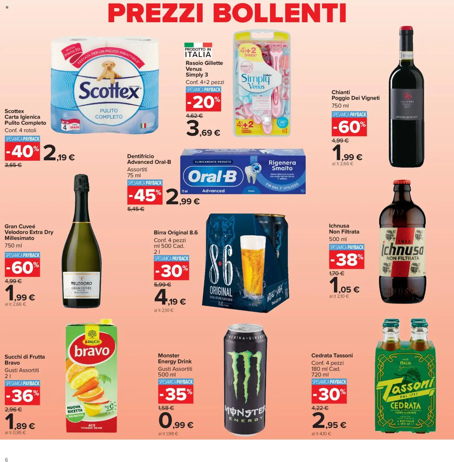 Volantino Carrefour del 06/08/2026 | Pagina: 6 | Prodotti: Dentifricio, Birra, Menta, Cedrata