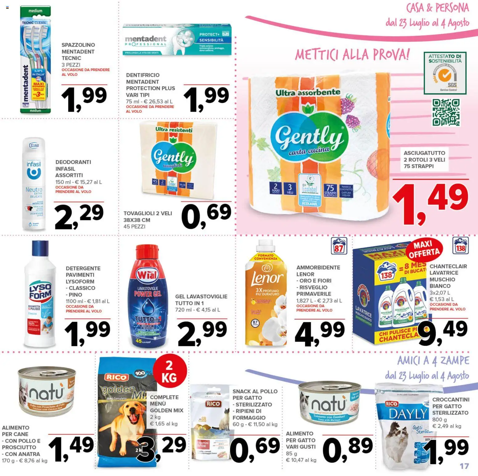 Volantino Todis del 23/07/2026 | Pagina: 17 | Prodotti: Dentifricio, Pollo, Gamberi, Profumo
