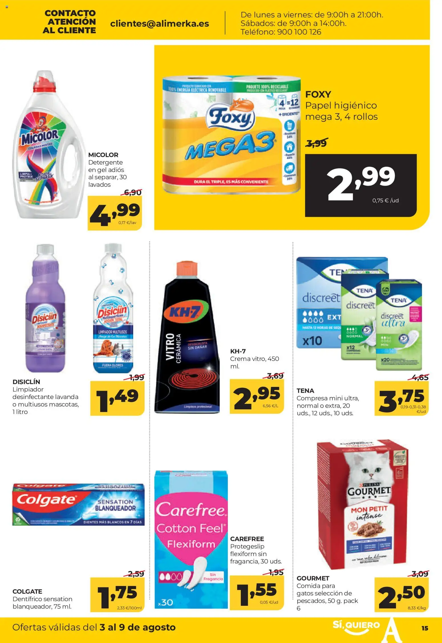 Alimerka folleto Castilla y León │ válido desde el 03/08/2026 | Página: 15 | Productos: Fragancia, Detergente, Papel higienico, Crema