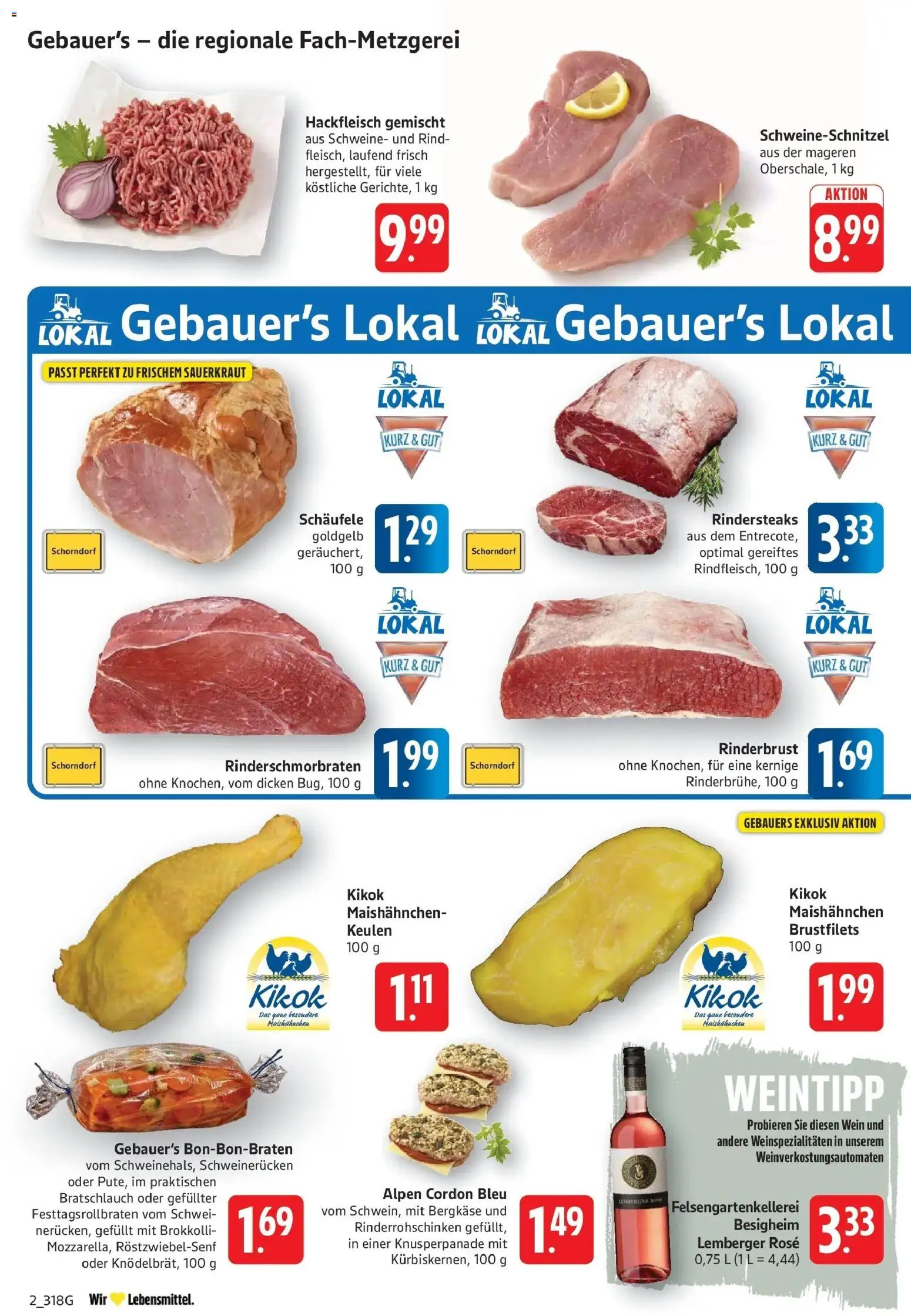 Edeka Prospekt Eislingen (ab 19.10.2026) » Angebote Online | Seite: 4 | Produkte: Entrecote, Schweinerucken, Wein, Hackfleisch