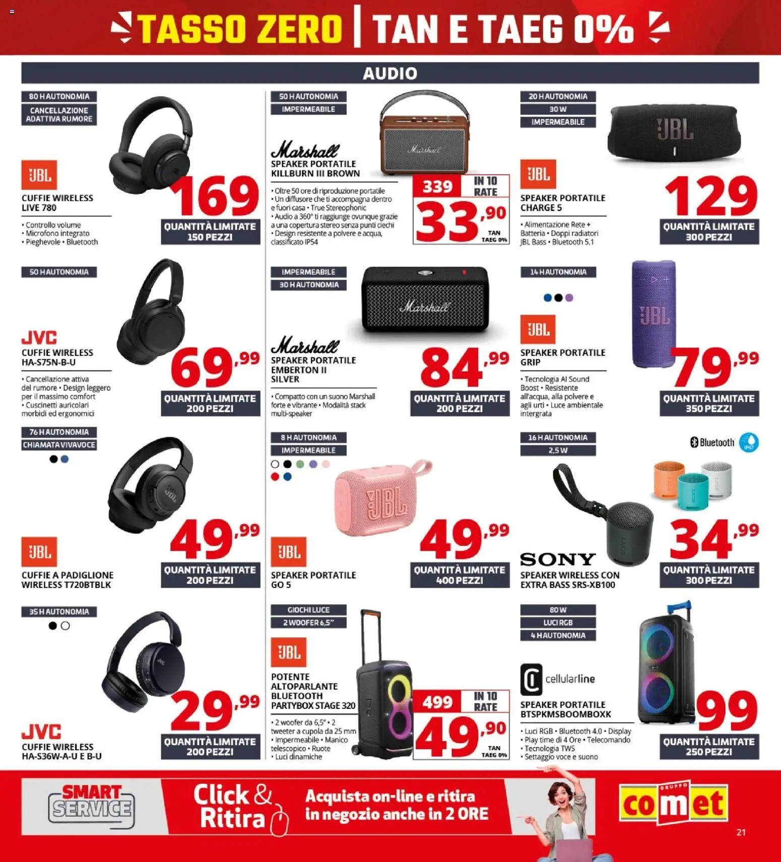 Volantino Comet del 16/07/2026 | Pagina: 21 | Prodotti: Auricolari, Telecomando, Cuffie, Speaker