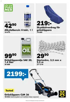 Biltema erbjudanden - Förhandsvisning av reklamblad från butik Biltema aktuell från 04.05.2026 | Sida: 15 | Produkter: Gräsklippare, Laddare