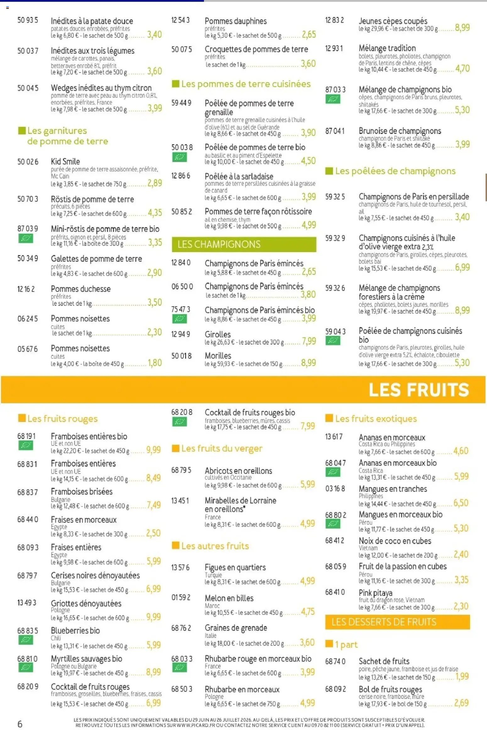 {H1} | Page: 6 | Produits: Graisse de canard, Cassis, Pomme de terre, Oignon