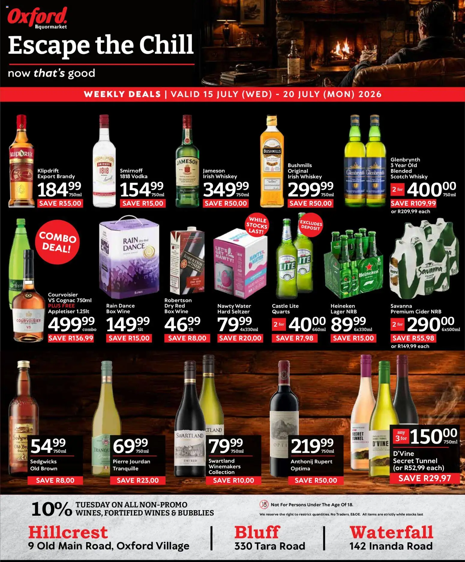 New Oxford Freshmarket catalogue – valid from 15/07/2026 | Page: 16 | Products: Heineken, Vodka, Whiskey, Water