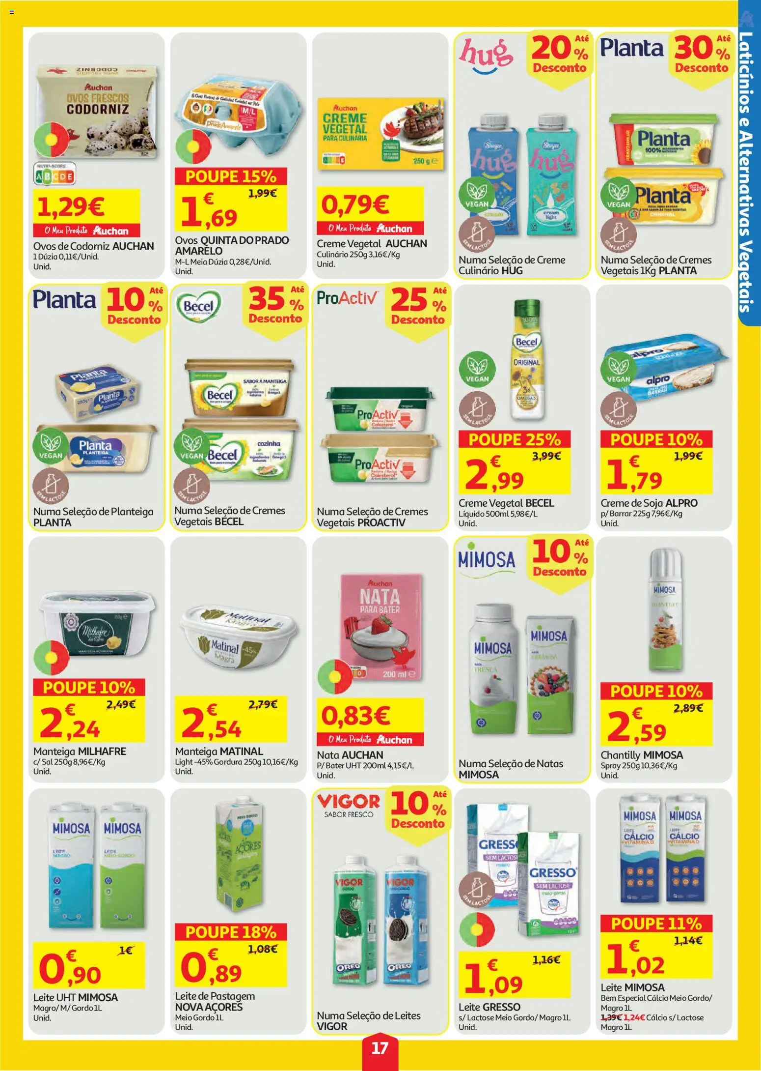 Auchan folheto │ válido de 06/08/2026 | Página: 17 | Produtos: Cálcio, Leite, Ovos, Nata
