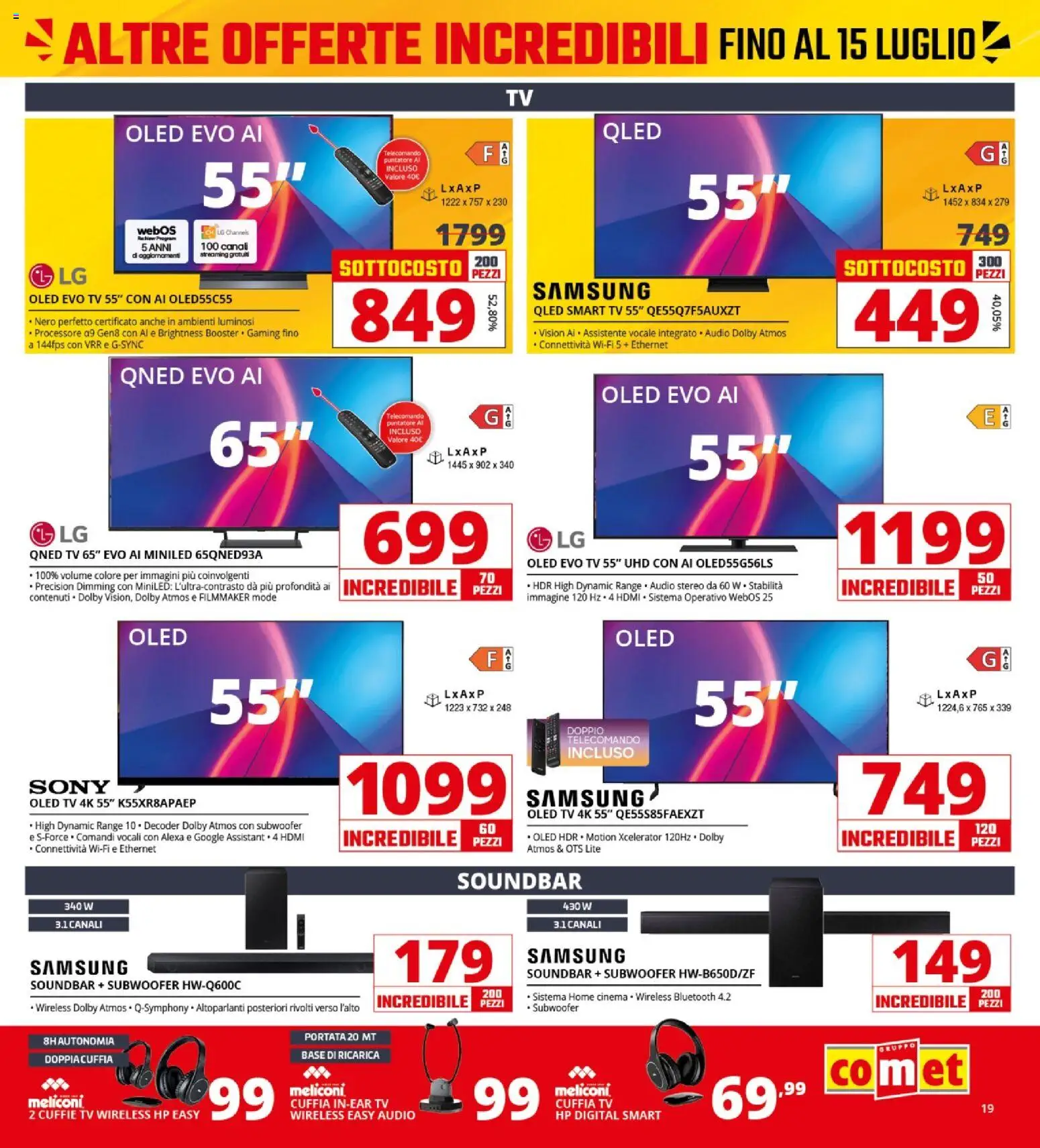 Volantino Comet del 03/07/2026 | Pagina: 19 | Prodotti: Telecomando, smart TV, Audio, Cuffie