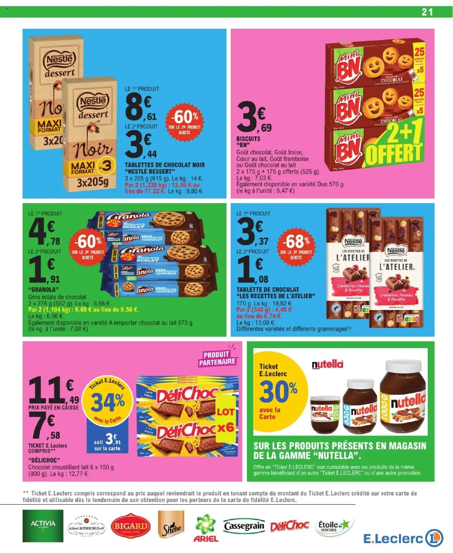 {H1} | Page: 21 | Produits: Tablettes de chocolat, Chocolat noir, Cassegrain, Nutella