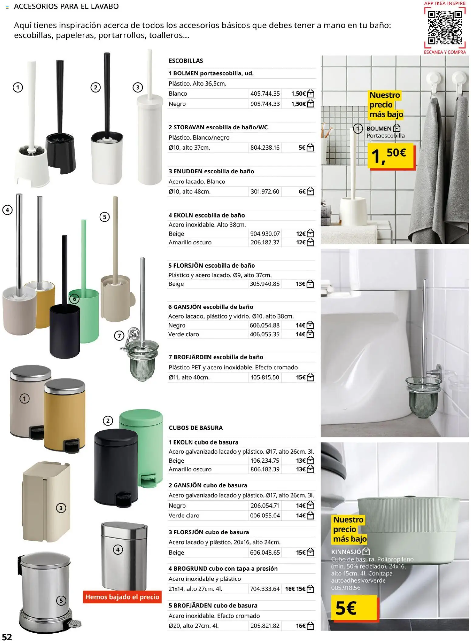 Catálogo IKEA Baños │ válido desde el 01/02/2026 | Página: 52 | Productos: Cubo con tapa, Lavabo, Baño, Cubo de basura