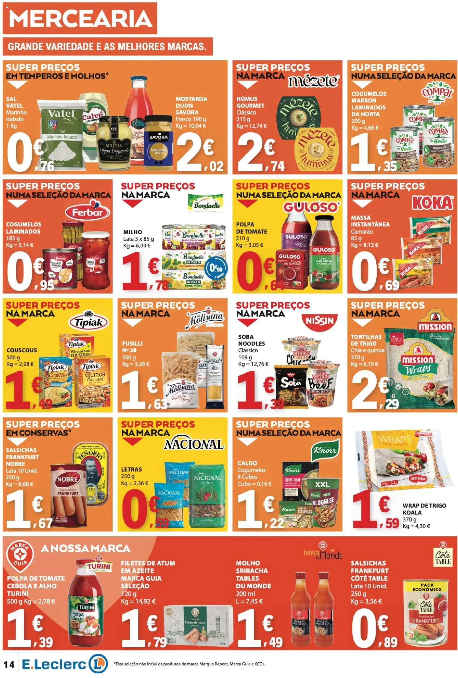 E.Leclerc folheto │ válido de 11.06.2026 | Página: 14 | Produtos: Azeite, Sriracha, Knorr, Quinoa