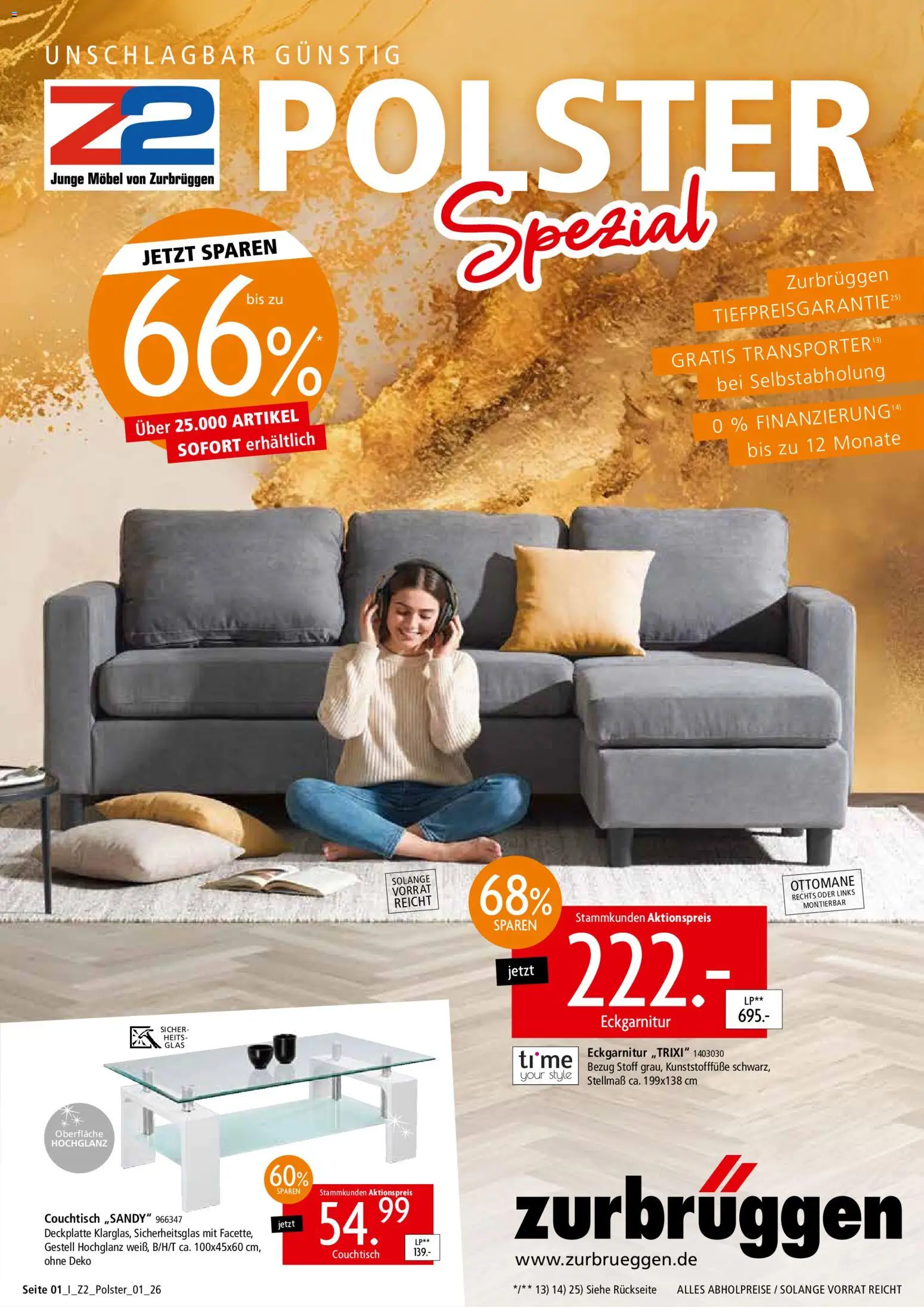 Zurbrüggen Z2 Polstermöbel Spezial – gültig ab 08.06.2026 | Seite: 1 | Produkte: Couchtisch