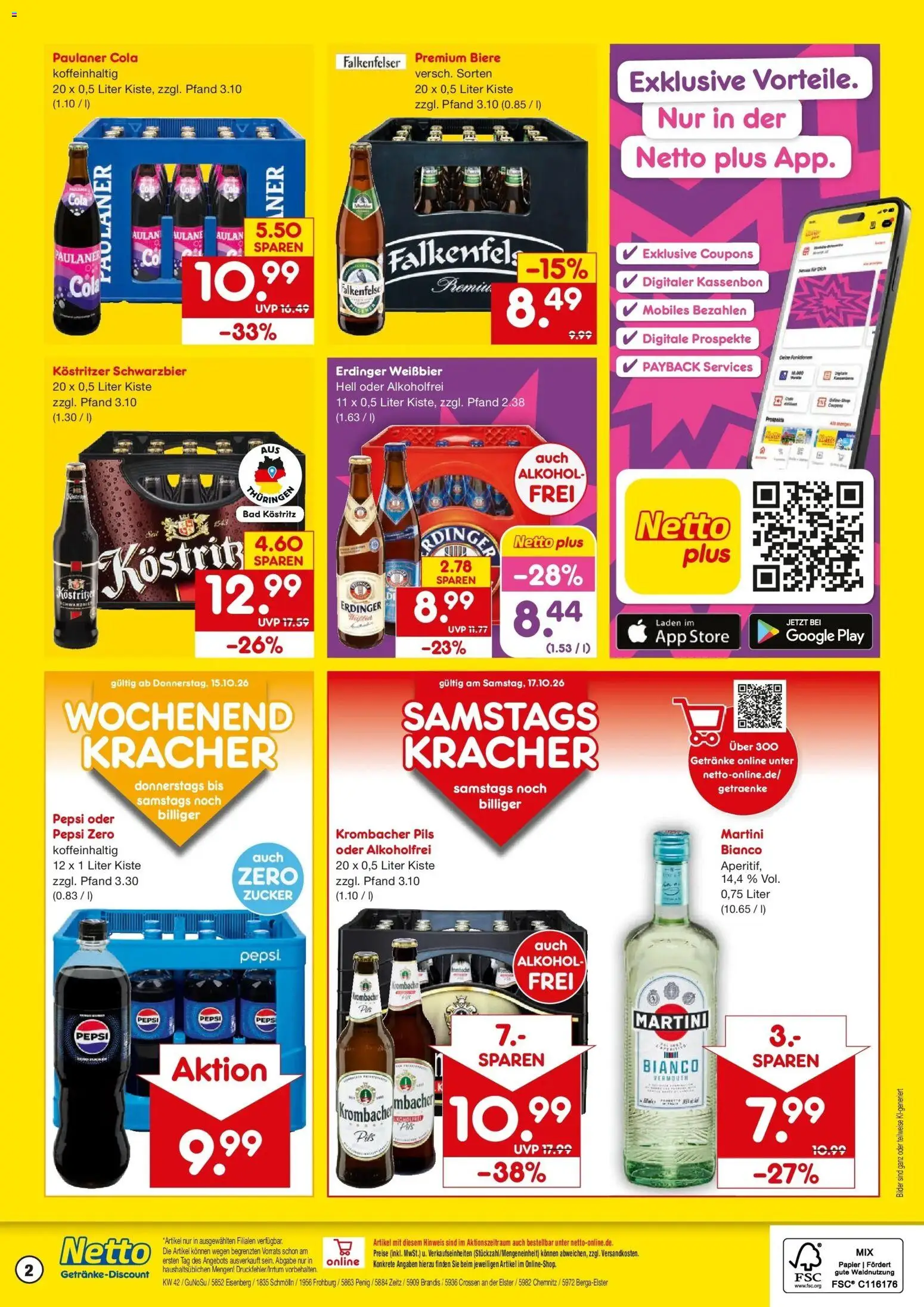 Netto Marken-Discount Prospekt Berga-Elster – gültig ab 12.10.2026 | Seite: 2 | Produkte: Martini, Kostritzer, Alkohol, Paulaner