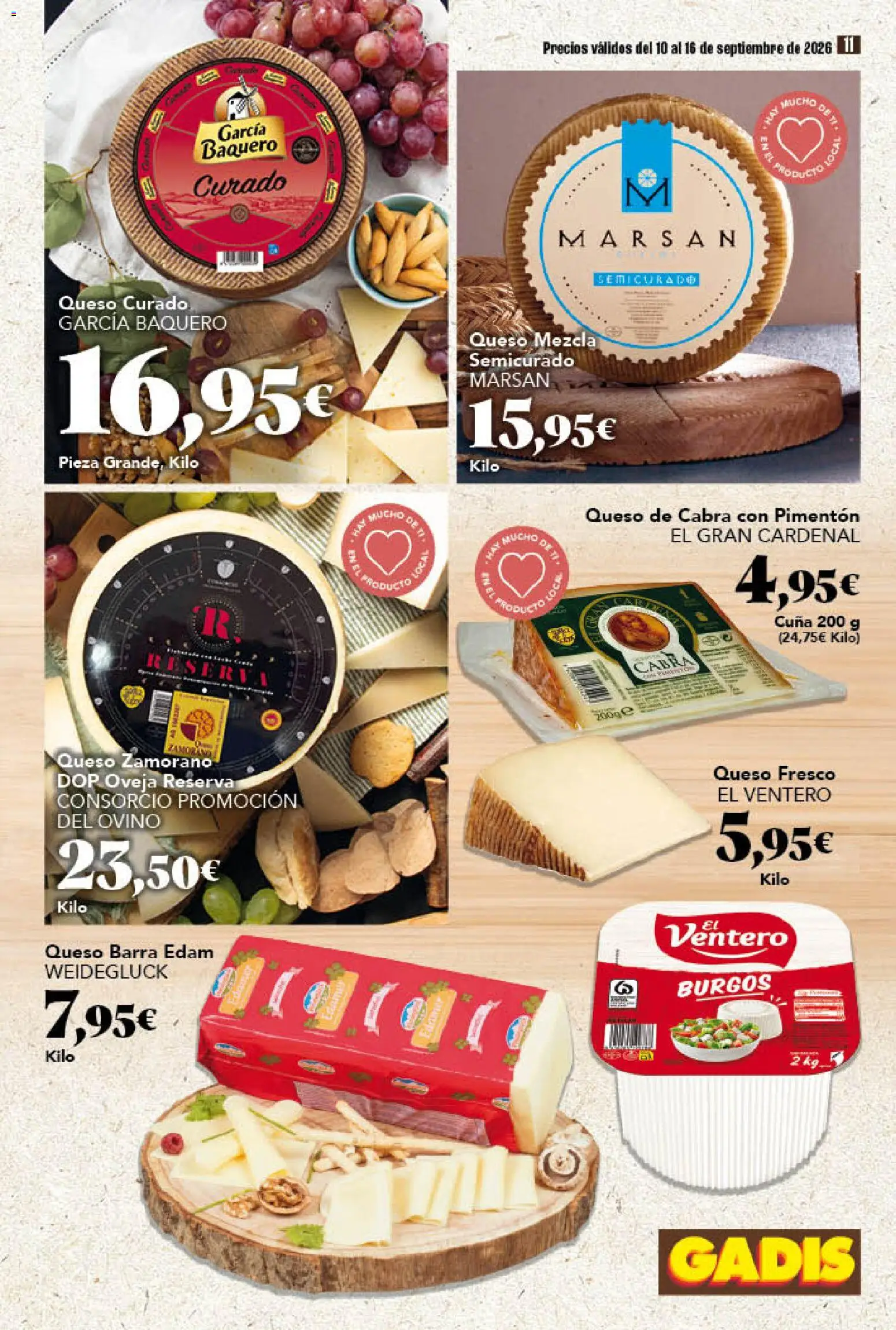 Gadis folleto │ válido desde el 10/09/2026 | Página: 11 | Productos: Queso, Queso fresco, Queso de cabra, Cuna