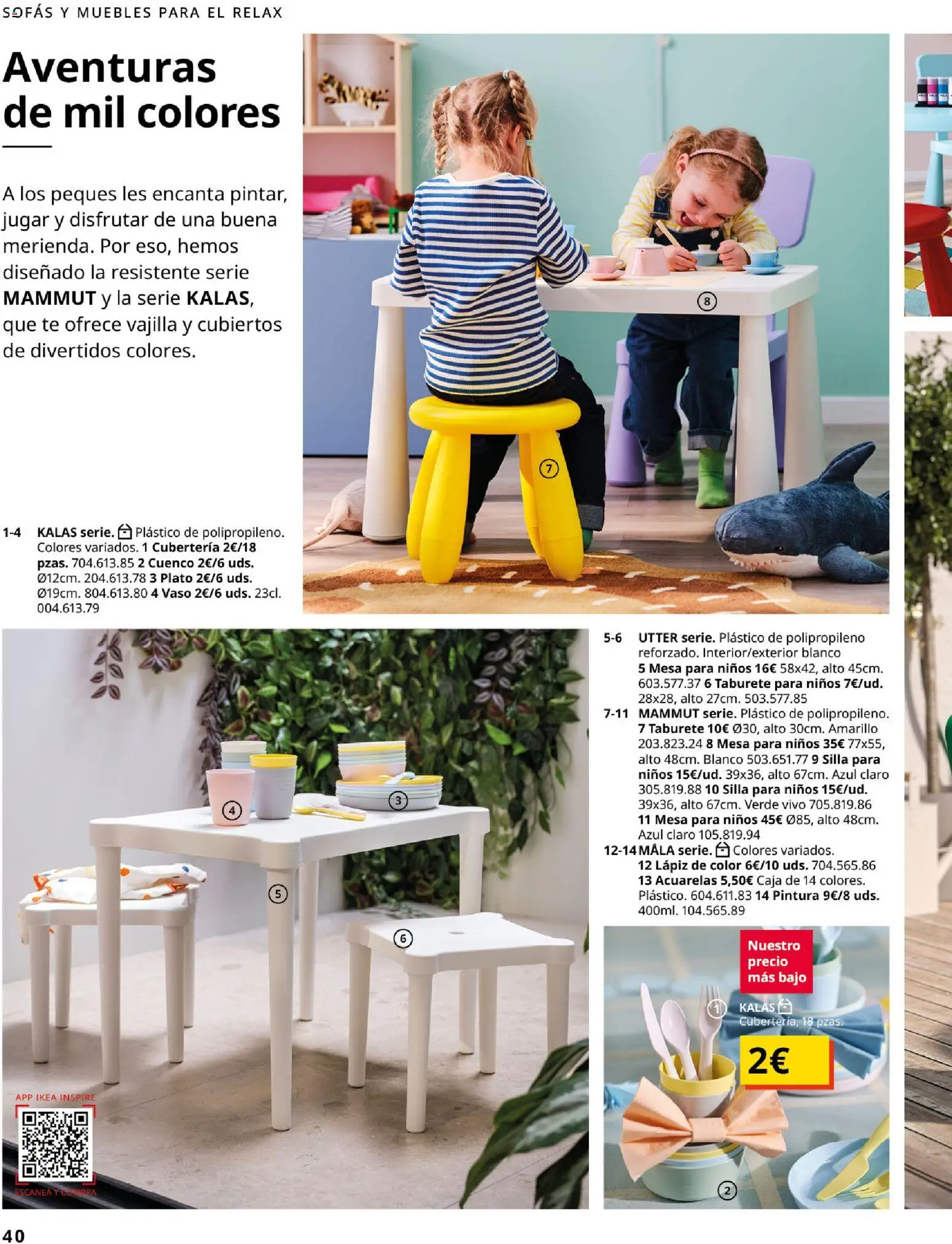 IKEA - Muebles de exterior │ válido desde el 01/09/2026 | Página: 40 | Productos: Taburete, Vajilla, Caja, Mesa para niños