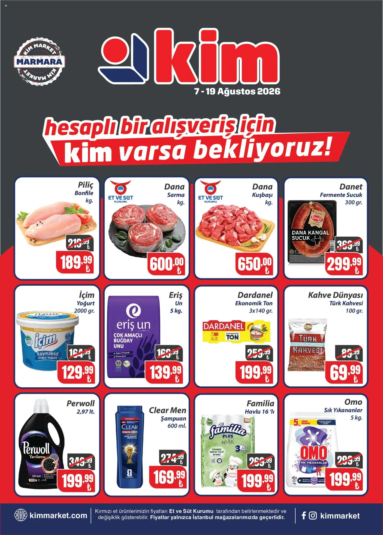 Kim Market Katalog - Marmara Insert - 07 Ağustos 2026 tarihinden itibaren geçerlidir | Sayfa: 1 | Ürünler: Süt, Yoğurt, Kahve, Et