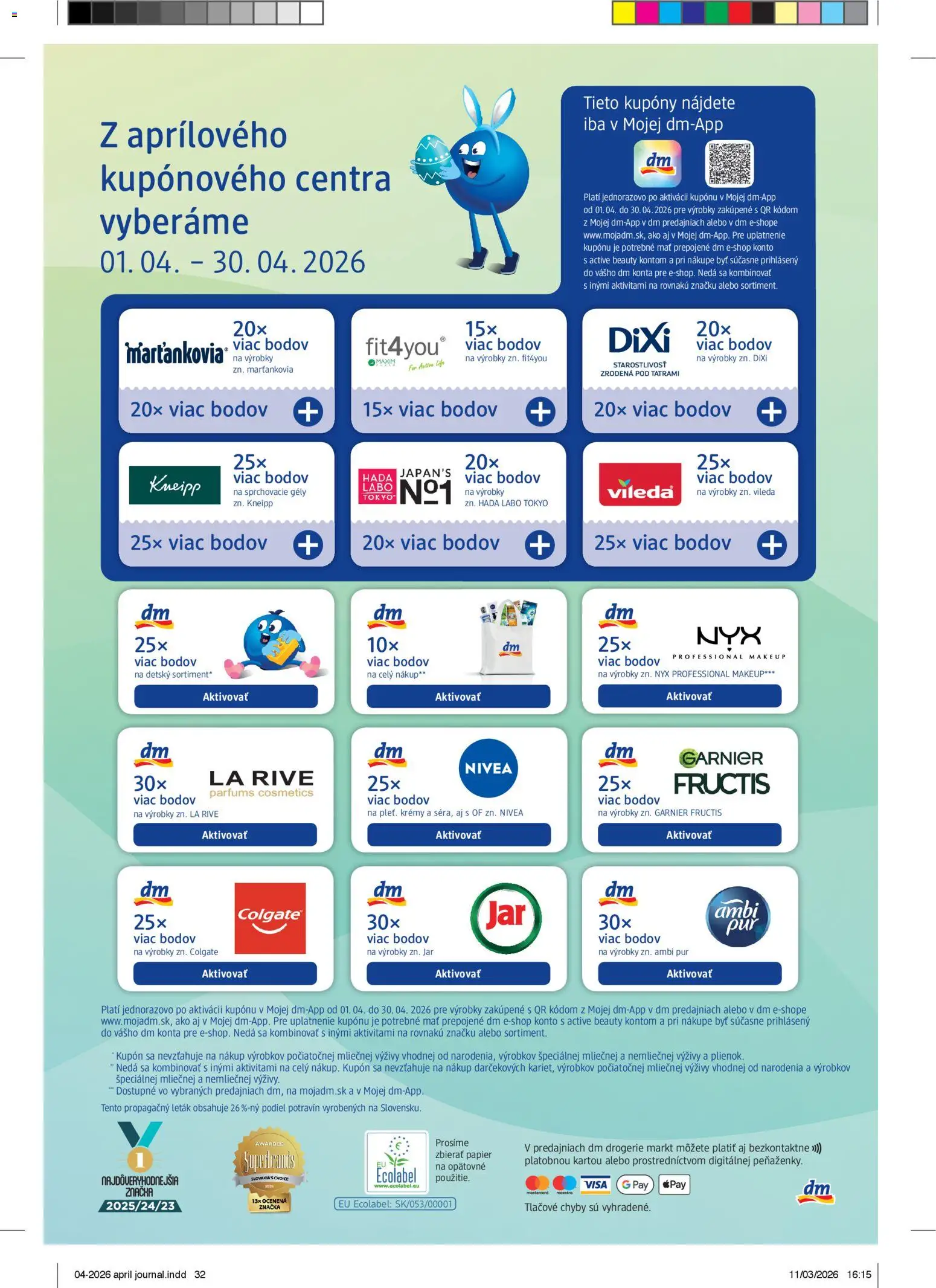 Nové dm drogerie akcie – leták je platný od 01.04.2026 | Strana: 32 | Produkty: Nivea, Marťankovia, Jar