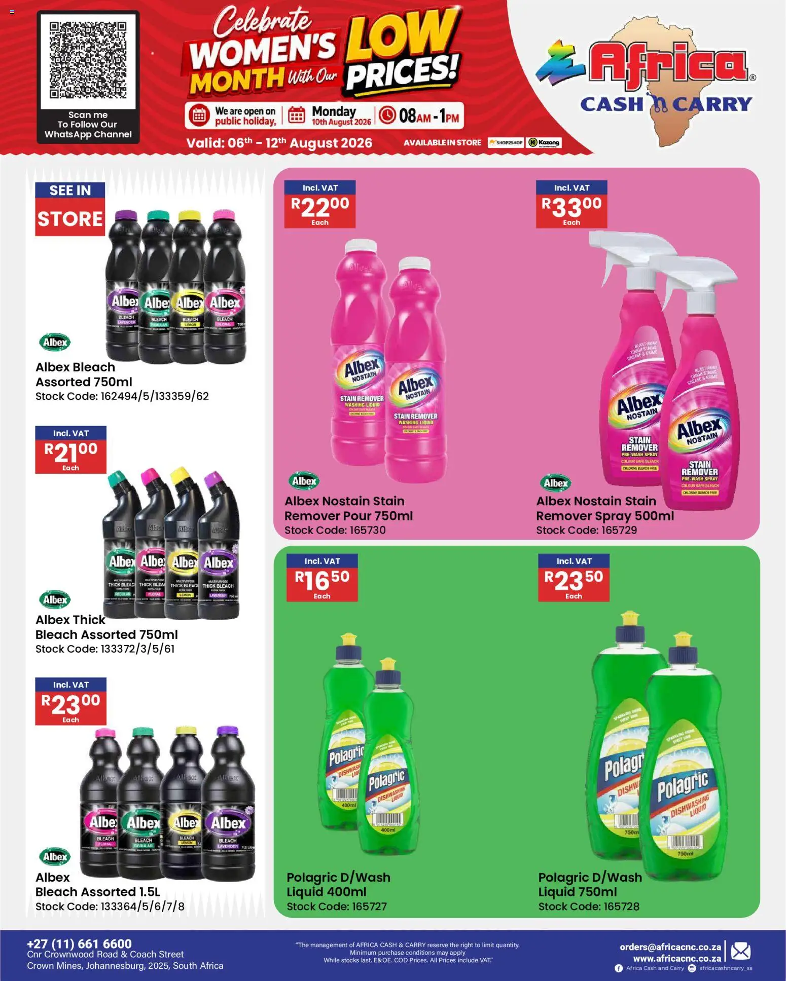 New Africa Cash & Carry catalogue – valid from 06/08/2026 | Page: 63 | Products: Bleach, Stain remover, Lemon, Dishwashing liquid
