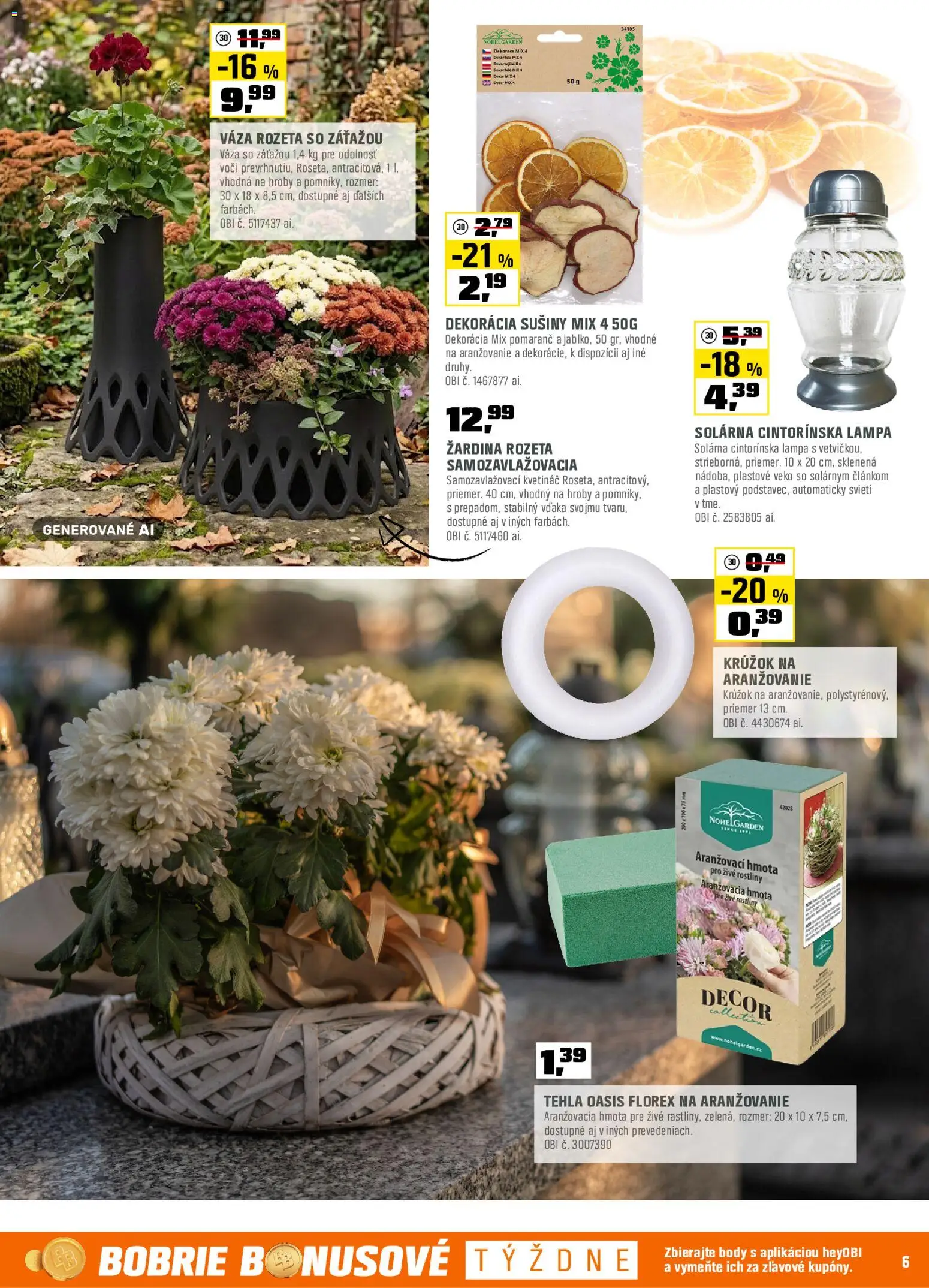 Nové OBI akcie – leták je platný od 01.10.2026 | Strana: 6 | Produkty: Lampa, Kvetináč, Váza