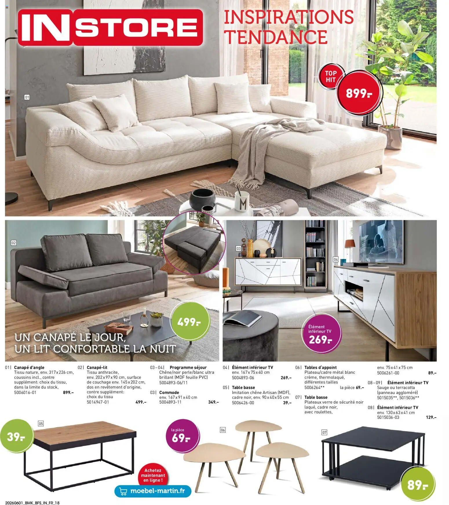 {H1} | Page: 18 | Produits: Store, Lit, Table basse, Table