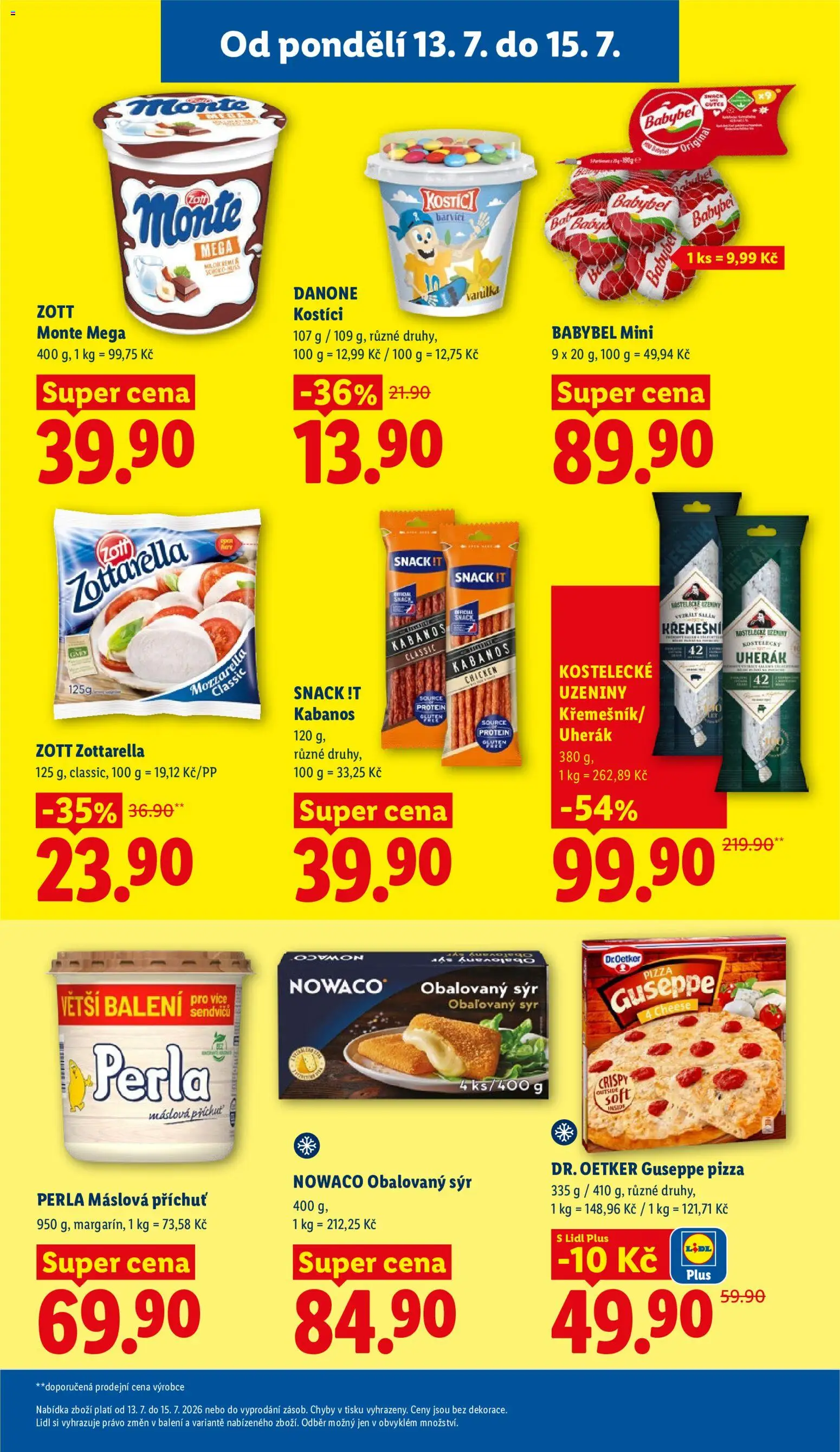 Lidl leták od 13.07.2026 | Strana: 19 | Produkty: Uherák, Perla máslová, Mozzarella, Protein