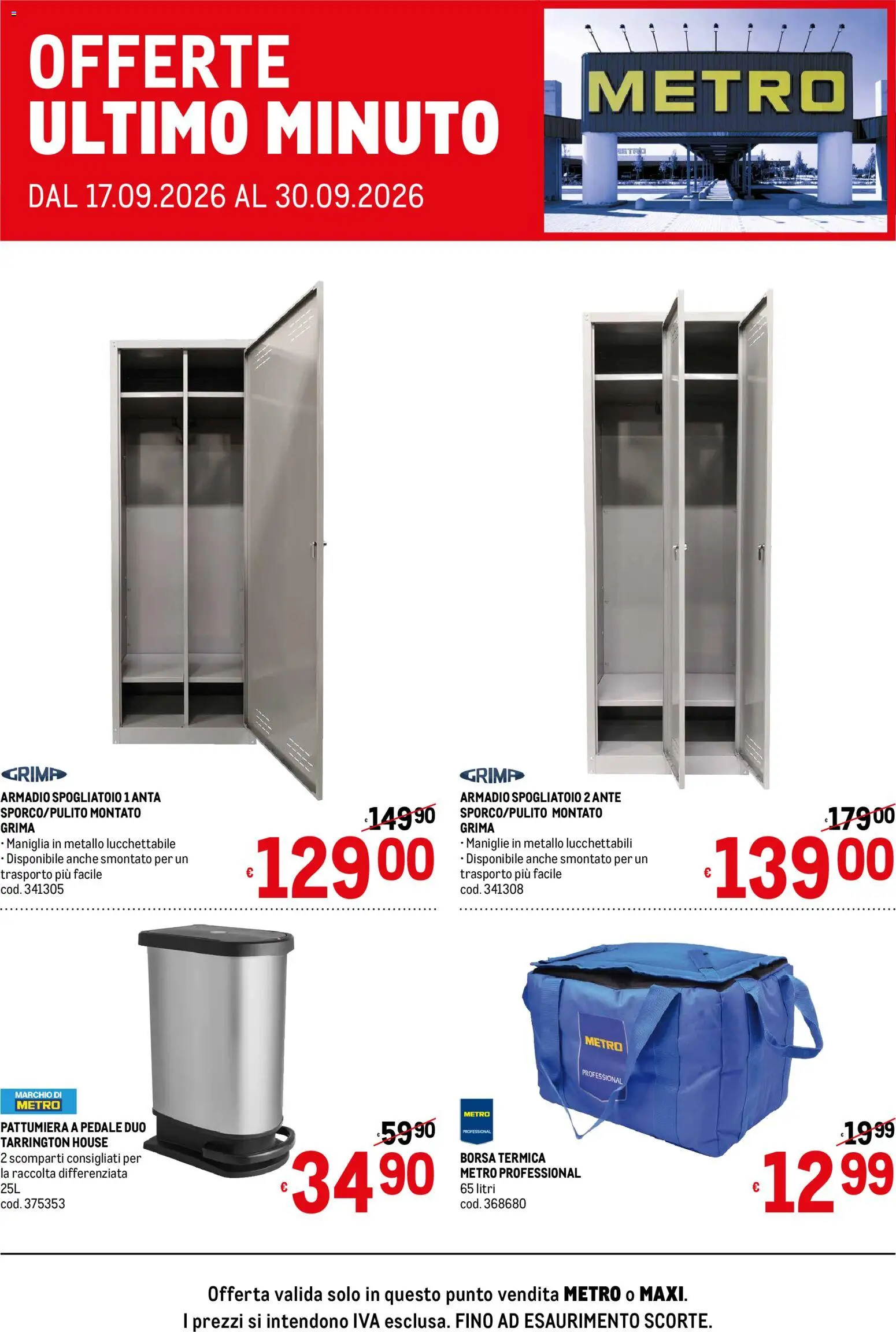 Volantino Metro del 17/09/2026 | Pagina: 1 | Prodotti: Borsa termica, Pattumiera, Borsa, Armadio