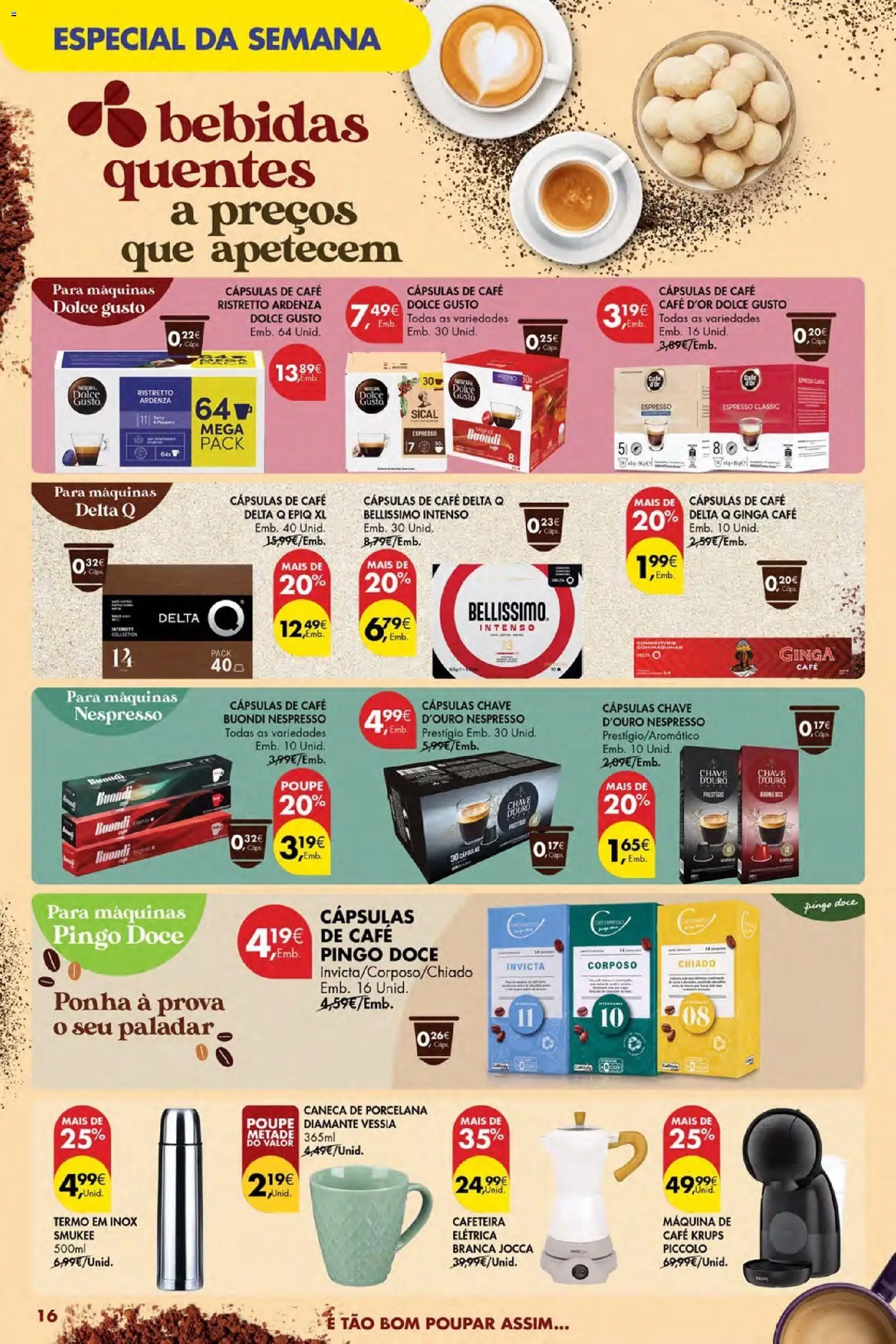 Pingo Doce Poupe Esta Semana Açores │ válido de 16.04.2026 | Página: 16 | Produtos: Cafe buondi, Delta q, Cafeteira, Nespresso