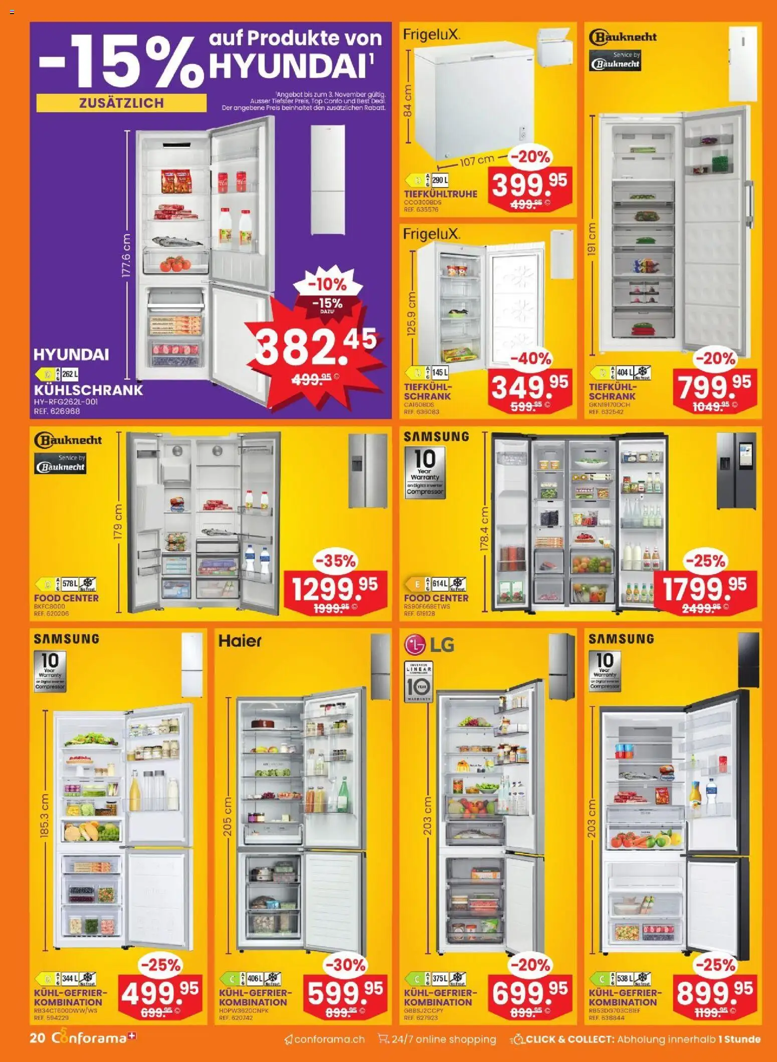 Conforama aktionen – gültig ab 28.10.2026 | Seite: 20 | Produkte: Schrank, Top, Samsung, Kühlschrank