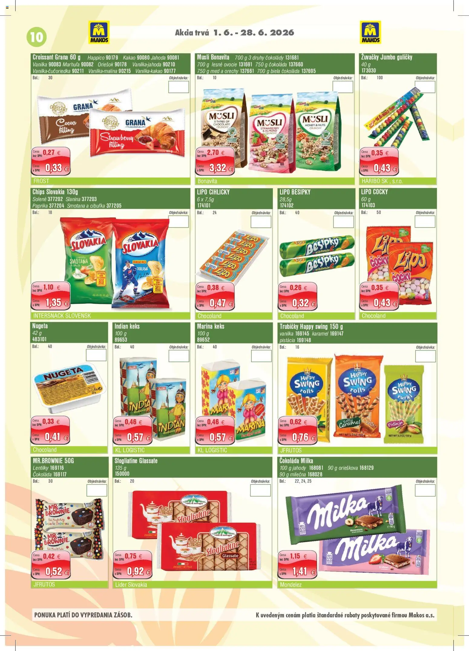 Nové Makos akcie – leták je platný od 01.06.2026 | Strana: 10 | Produkty: Croissant, Orechy, Kakao, Ovocie