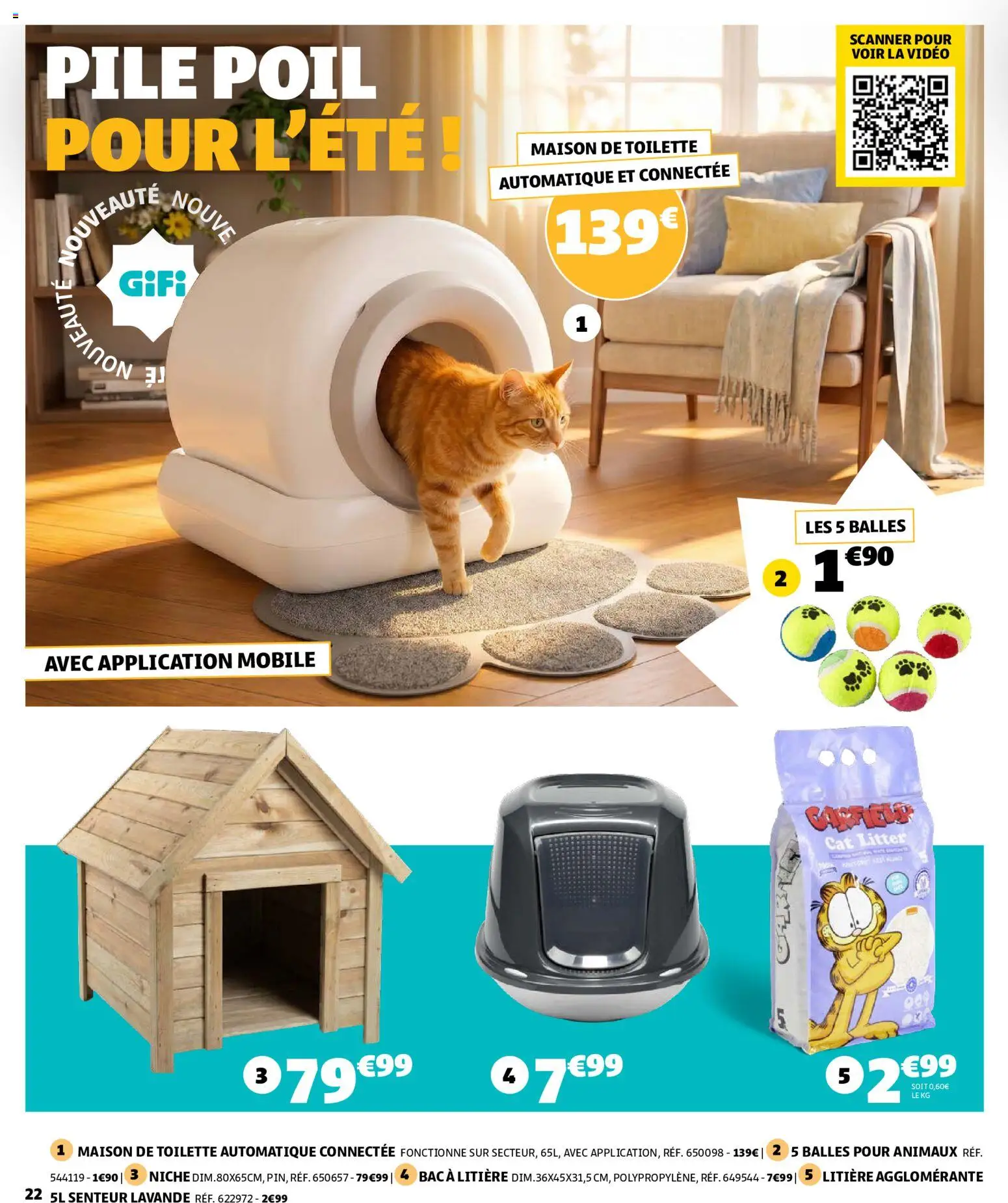 {H1} | Page: 22 | Produits: Vidéo, Litière agglomérante, Litière, Scanner