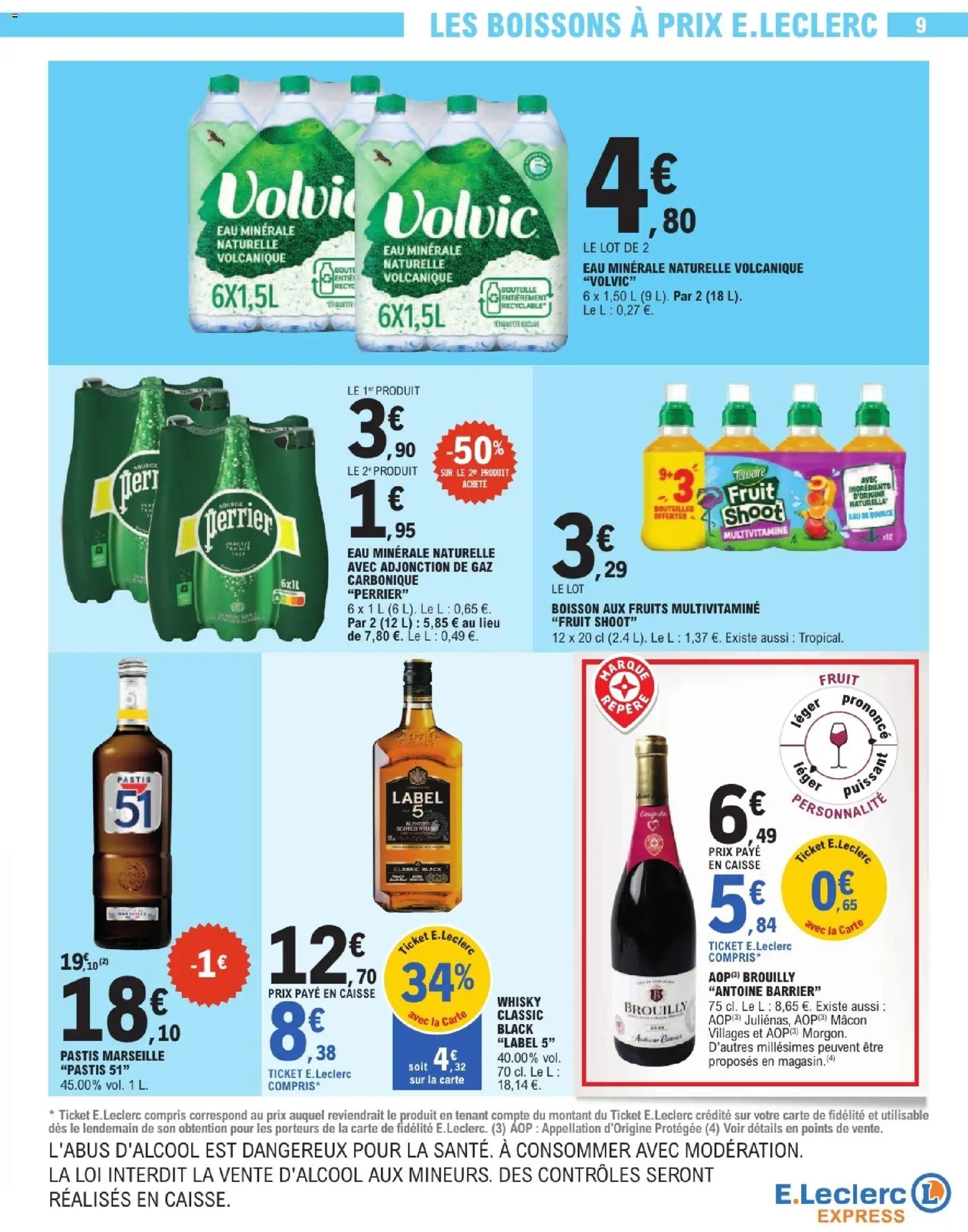 {H1} | Page: 9 | Produits: Volvic, Pastis, Eau minérale naturelle, Bouteille