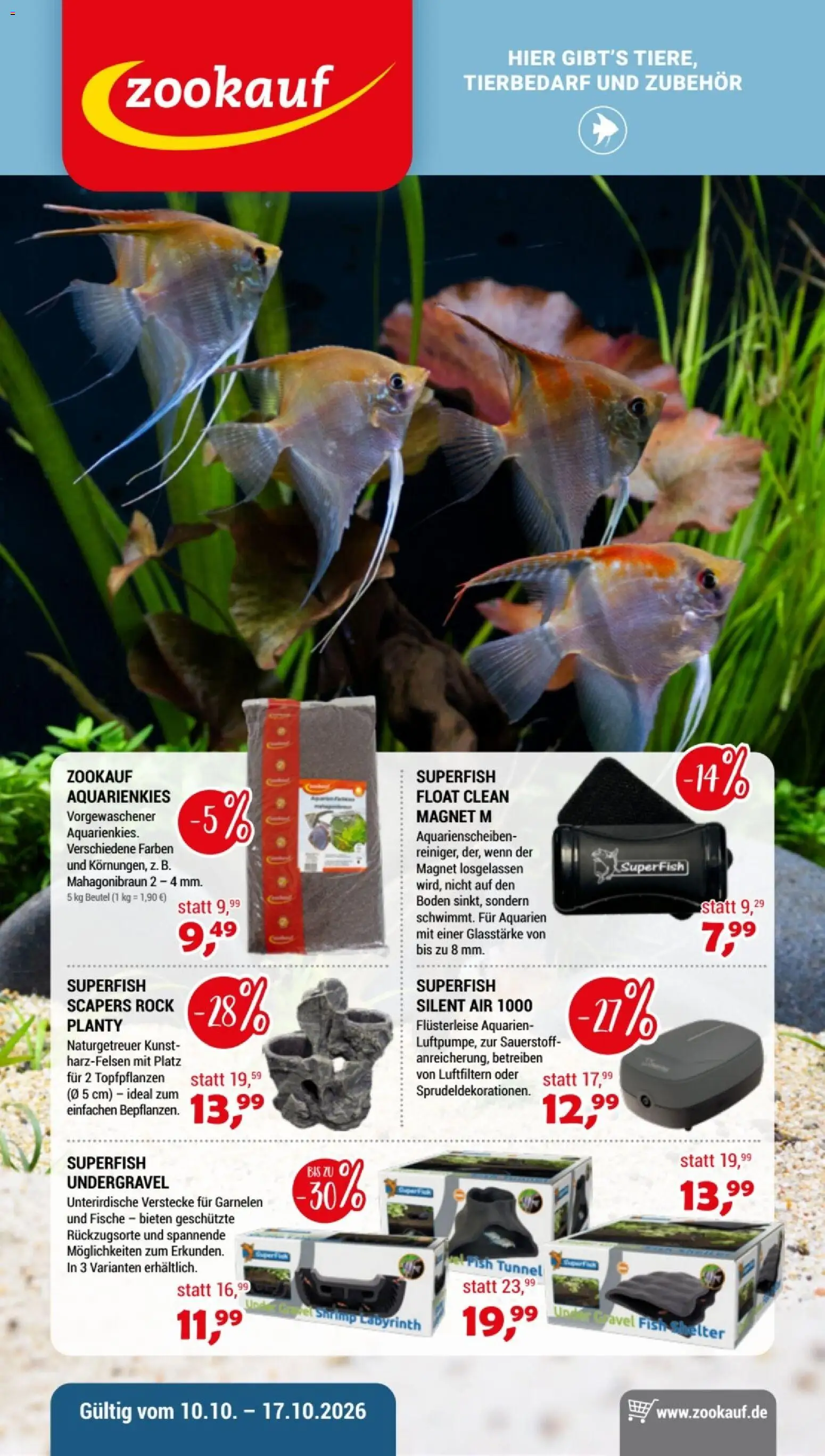 zookauf Prospekt – gültig ab 10.10.2026 | Seite: 1 | Produkte: Garnelen, Rock