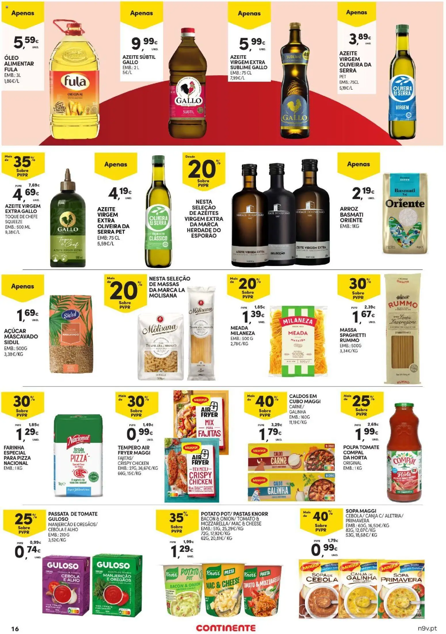 Continente Açores │ válido de 20/08/2026 | Página: 16 | Produtos: Orégãos, Cebola, Pizza, Tomate