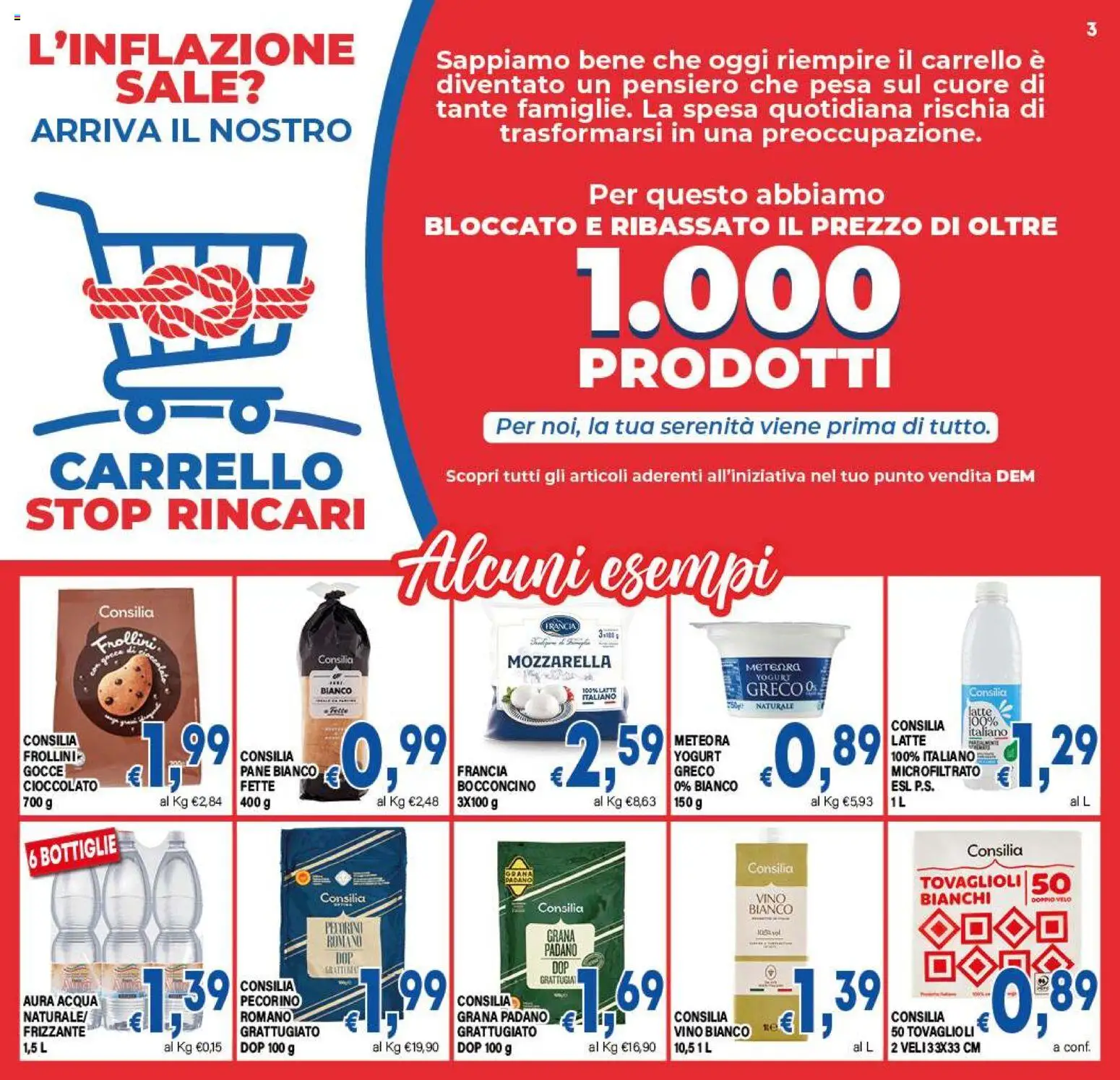 Volantino DEM del 14/10/2026 | Pagina: 3 | Prodotti: Grattugia, Yogurt, Mozzarella, Latte