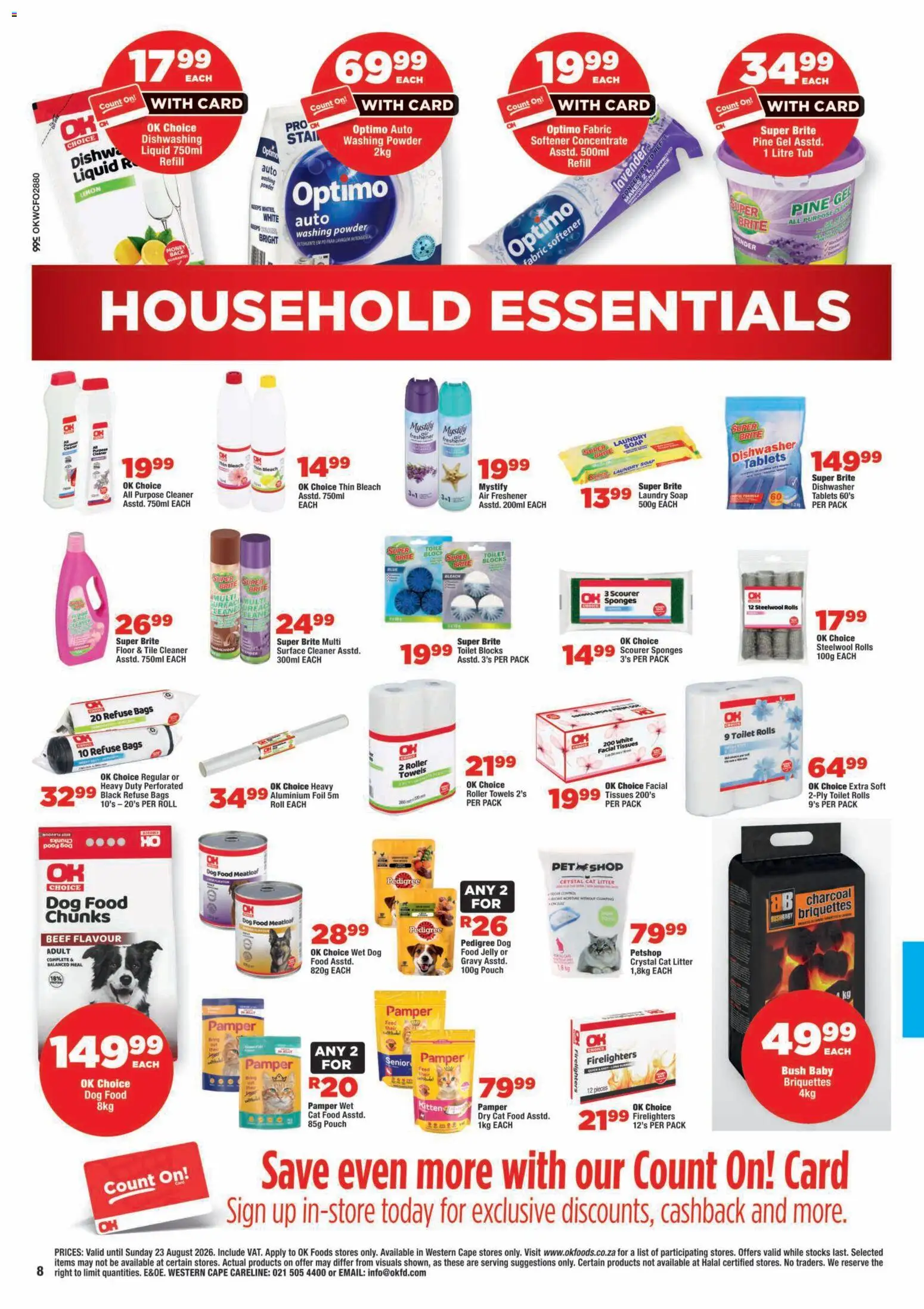 New OK Foods catalogue – valid from 12/08/2026 | Page: 8 | Products: Towels, Dishwasher, Powder, Cat food