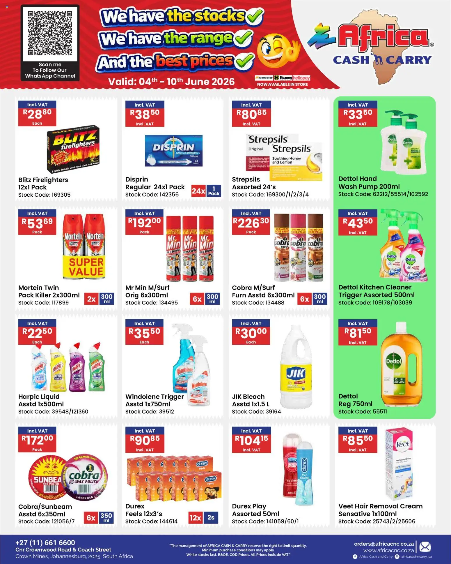 New Africa Cash & Carry catalogue – valid from 04.06.2026 | Page: 64 | Products: Bleach, Cream, Stock, Lemon