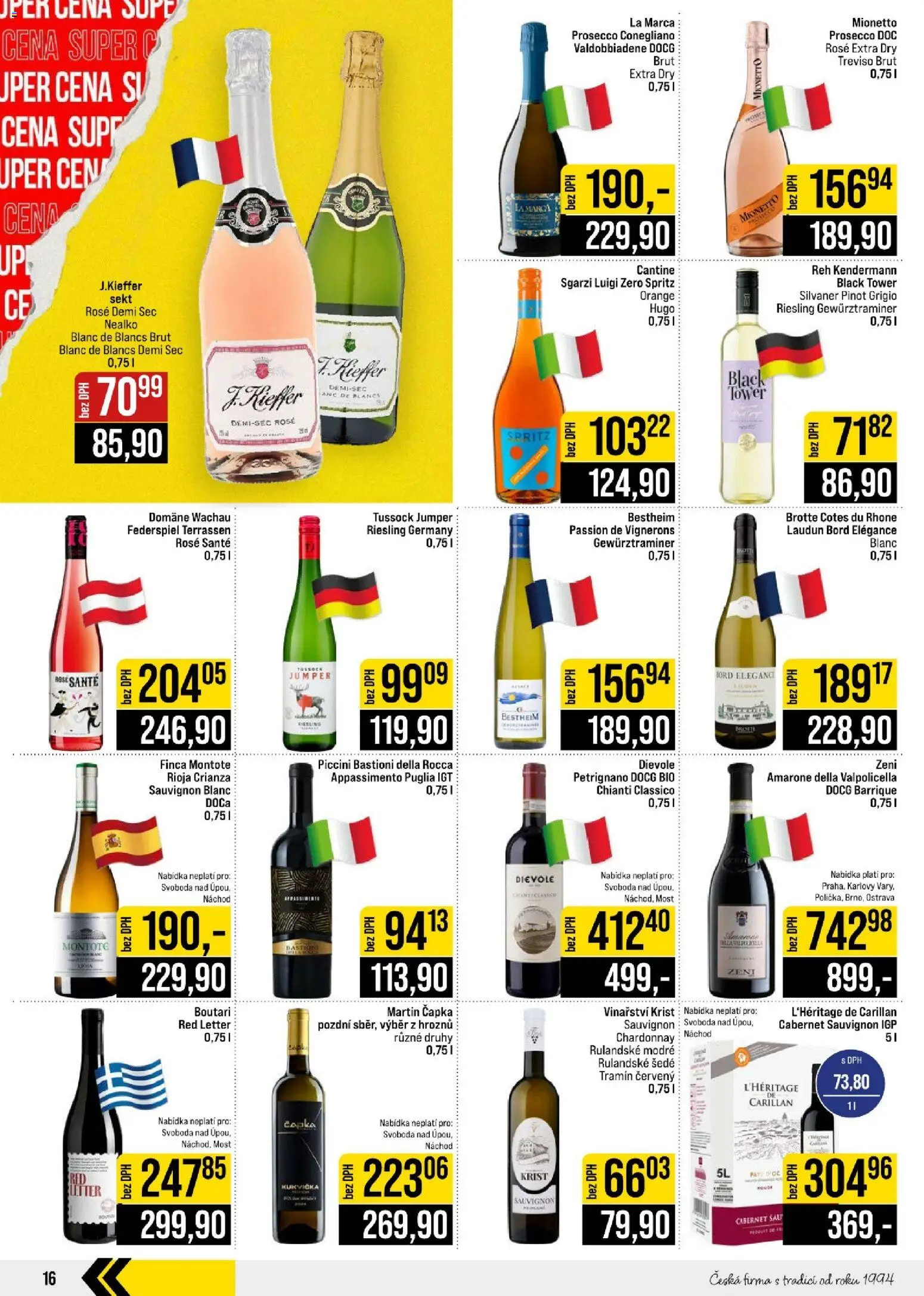 Jip leták - Cash & Carry od 26.08.2026 | Strana: 16 | Produkty: Prosecco, Mošt, Mionetto, Riesling