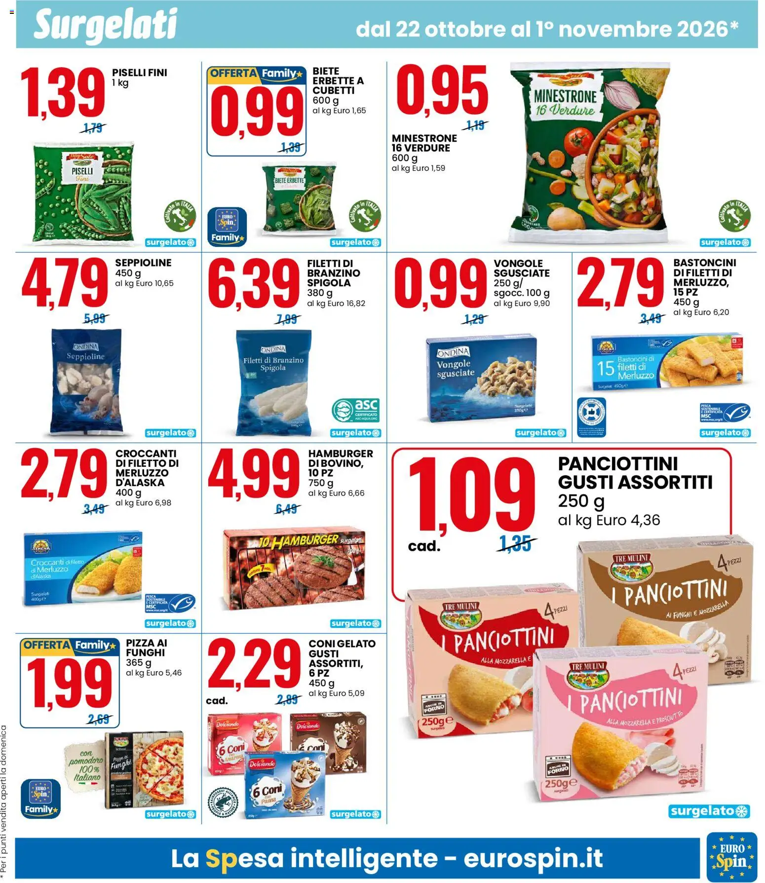 Volantino Eurospin del 22/10/2026 | Pagina: 7 | Prodotti: Merluzzo, Verdure, Pomodoro, Spigola