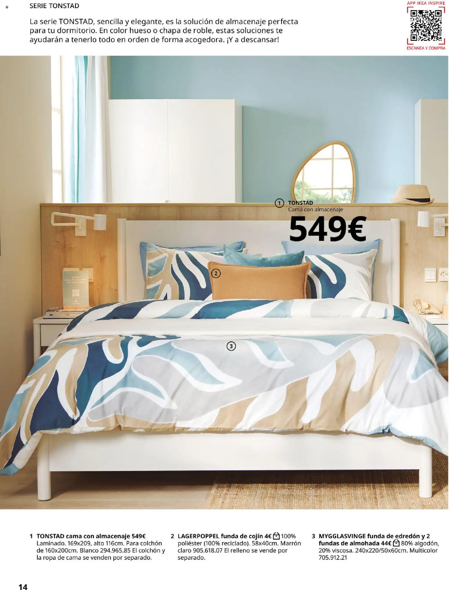 Catálogo IKEA Muebles para el dormitorio │ válido desde el 01/02/2026 | Página: 14 | Productos: Edredón, Funda, Funda de cojín, Almacenaje