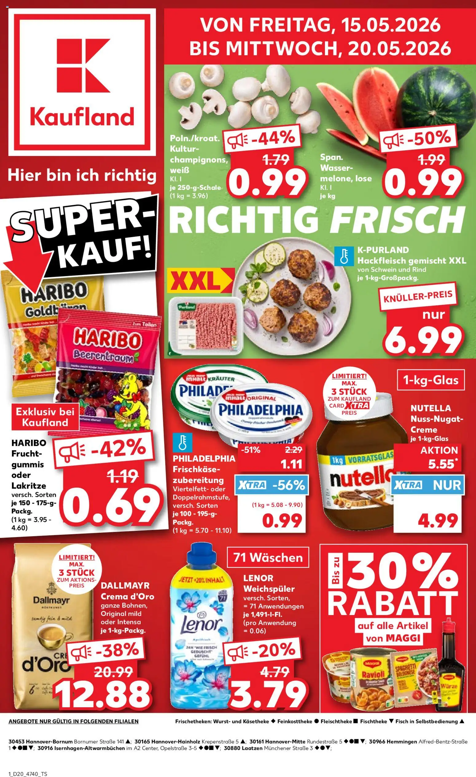 Kaufland Prospekt Hannover	 – gültig ab 15.05.2026 | Seite: 1 | Produkte: Maggi, Philadelphia, Wurst, Frischkase