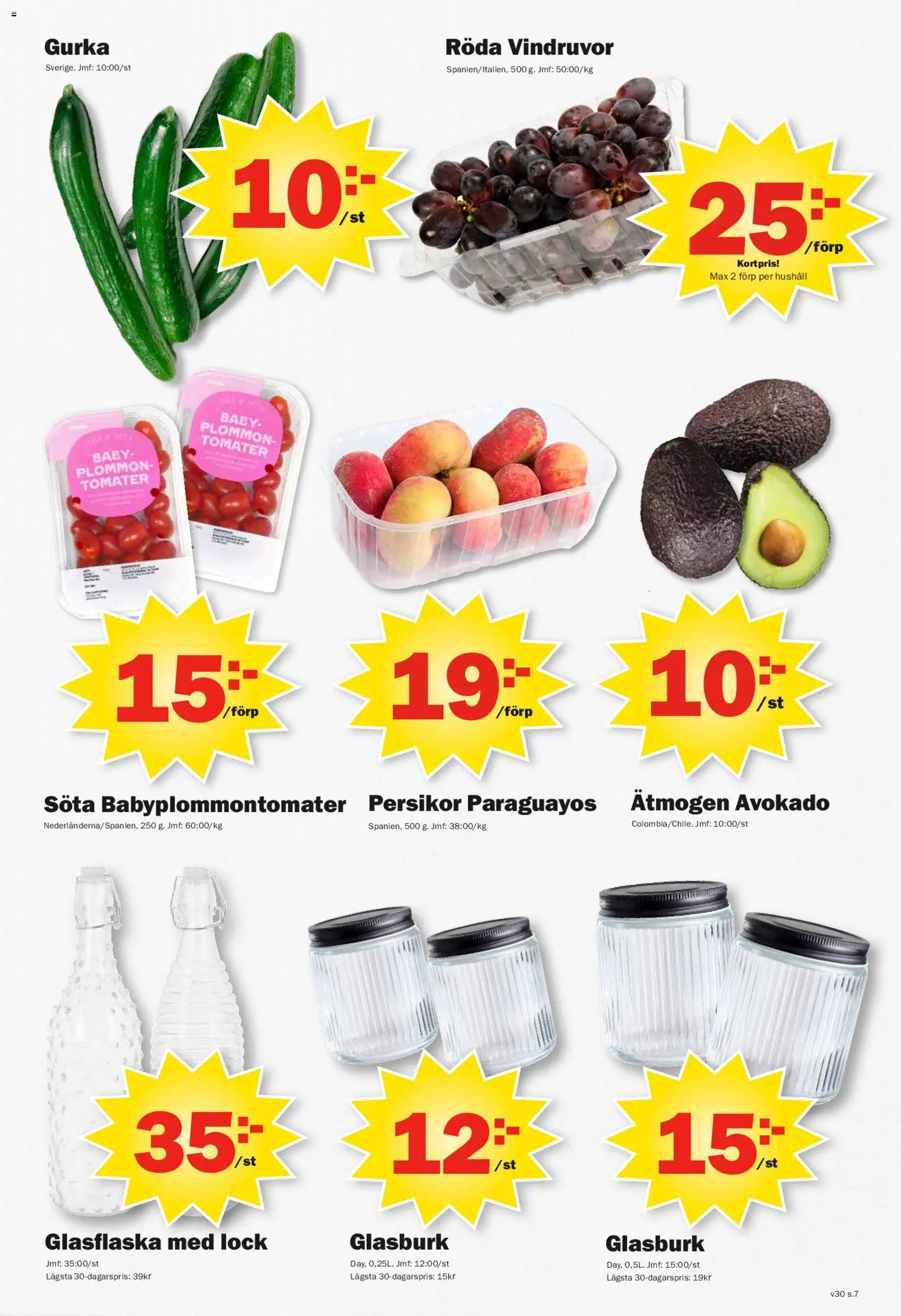 Pekås reklamblad aktuell från 20/07/2026 | Sida: 7 | Produkter: Vindruvor, Plommon, Tomater, Gurka