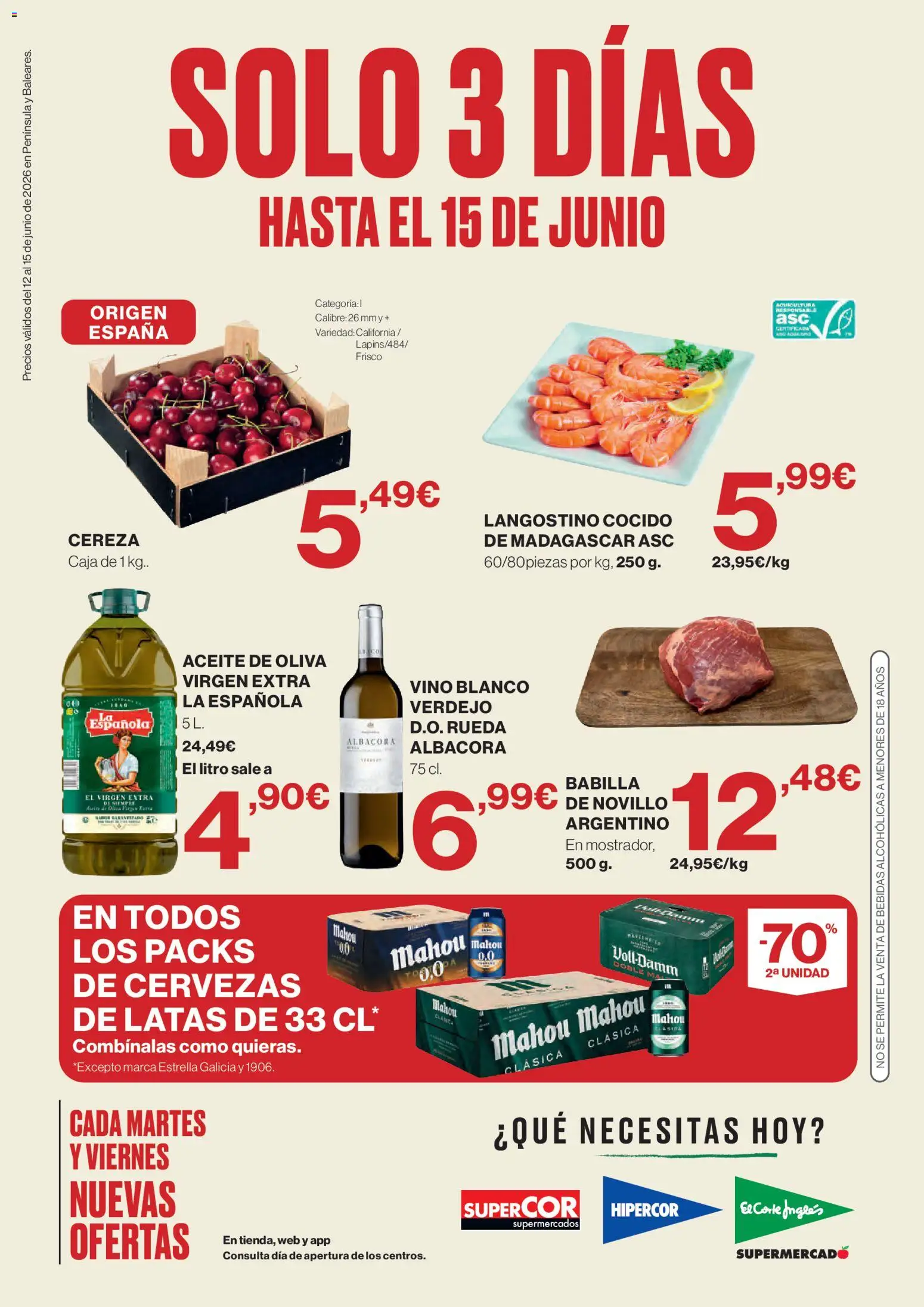 Supercor Península y Baleares │ válido desde el 12.06.2026 | Página: 1 | Productos: Vino, Aceite de oliva, Aceite de oliva virgen extra, Caja