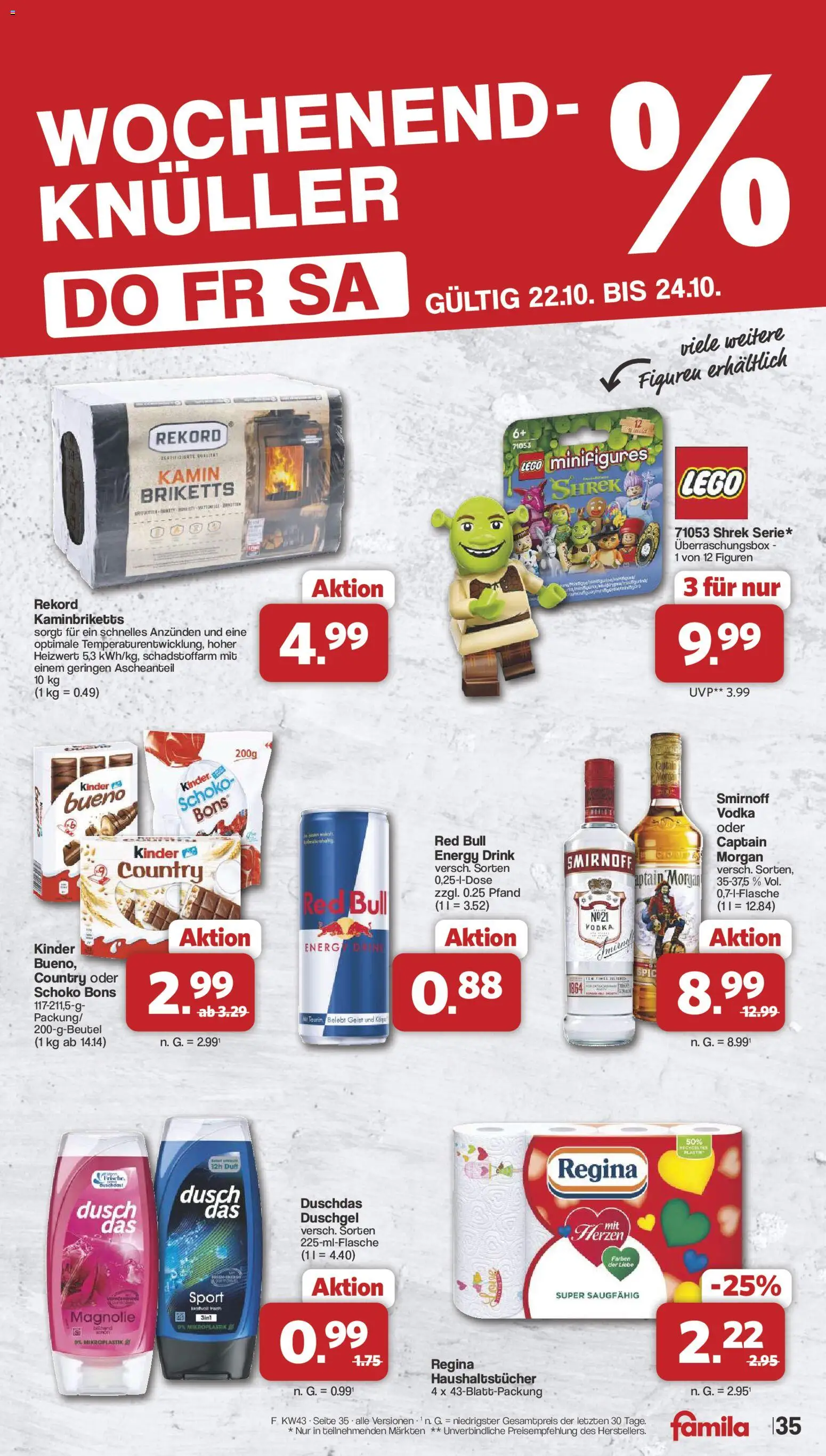 Famila Nordwest Prospekt – gültig ab 19.10.2026 | Seite: 35 | Produkte: Red bull, Duschgel, Duschdas, Smirnoff