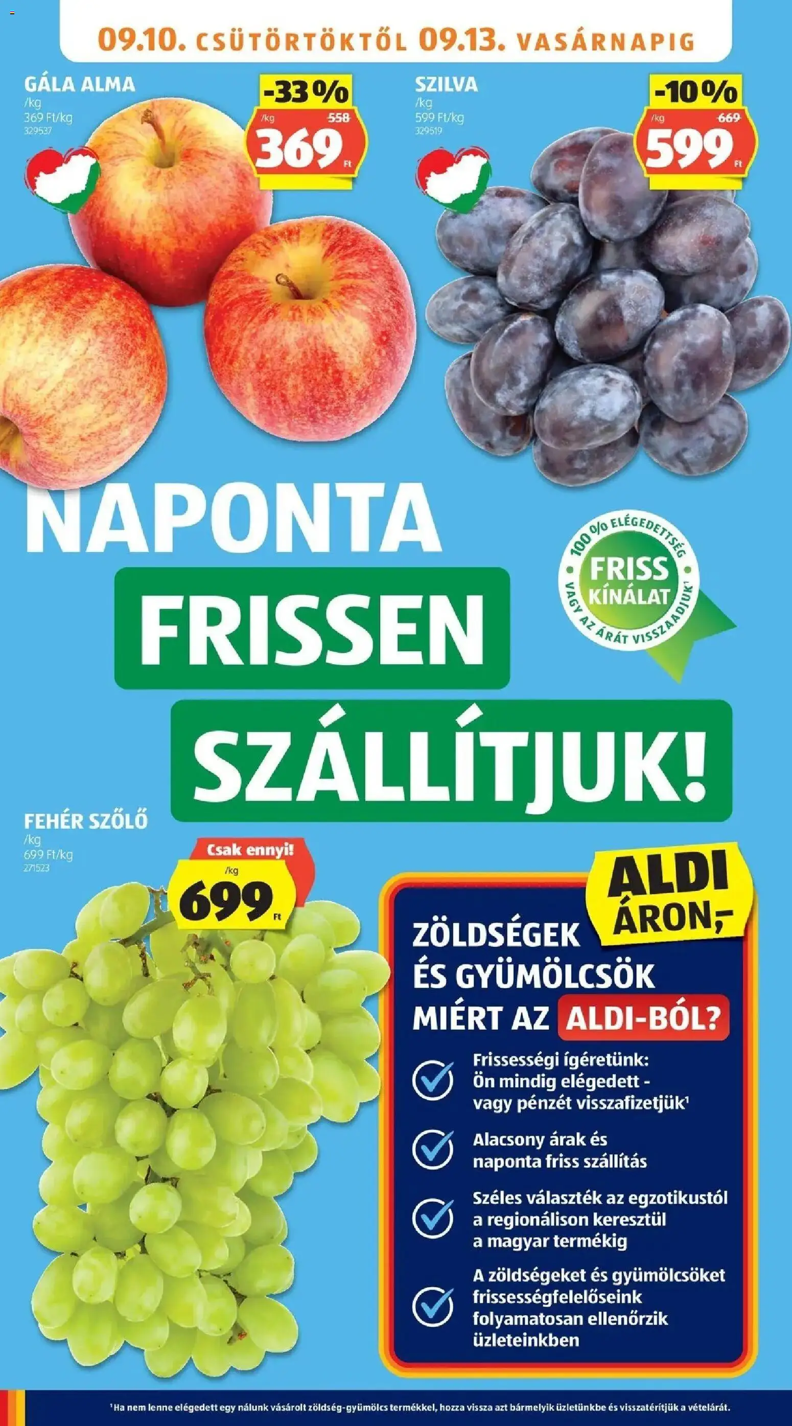 Aldi akciós ujság - amely érvényes a következő dátumtól: 2026.09.05. | Oldal: 4 | Termékek: Zöldségek, Szőlő, Fehér szőlő, Alma
