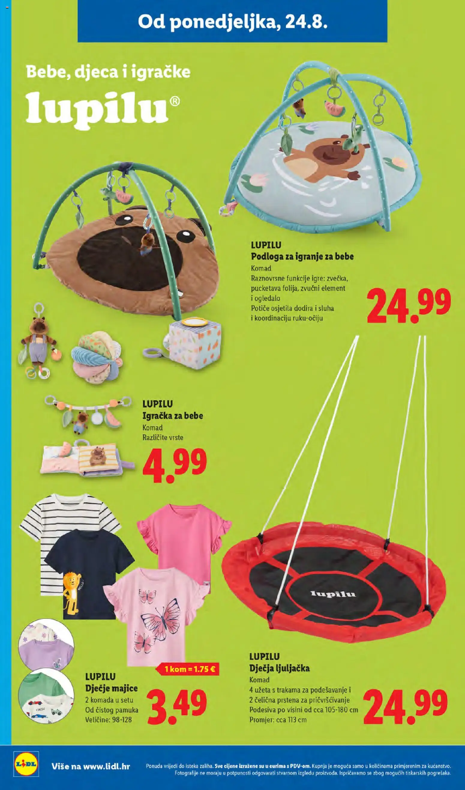 Lidl katalog | vrijedi od 24.08.2026 | Stranica: 22 | Proizvodi: Ogledalo, Ljuljačka, Podloga, Igračke