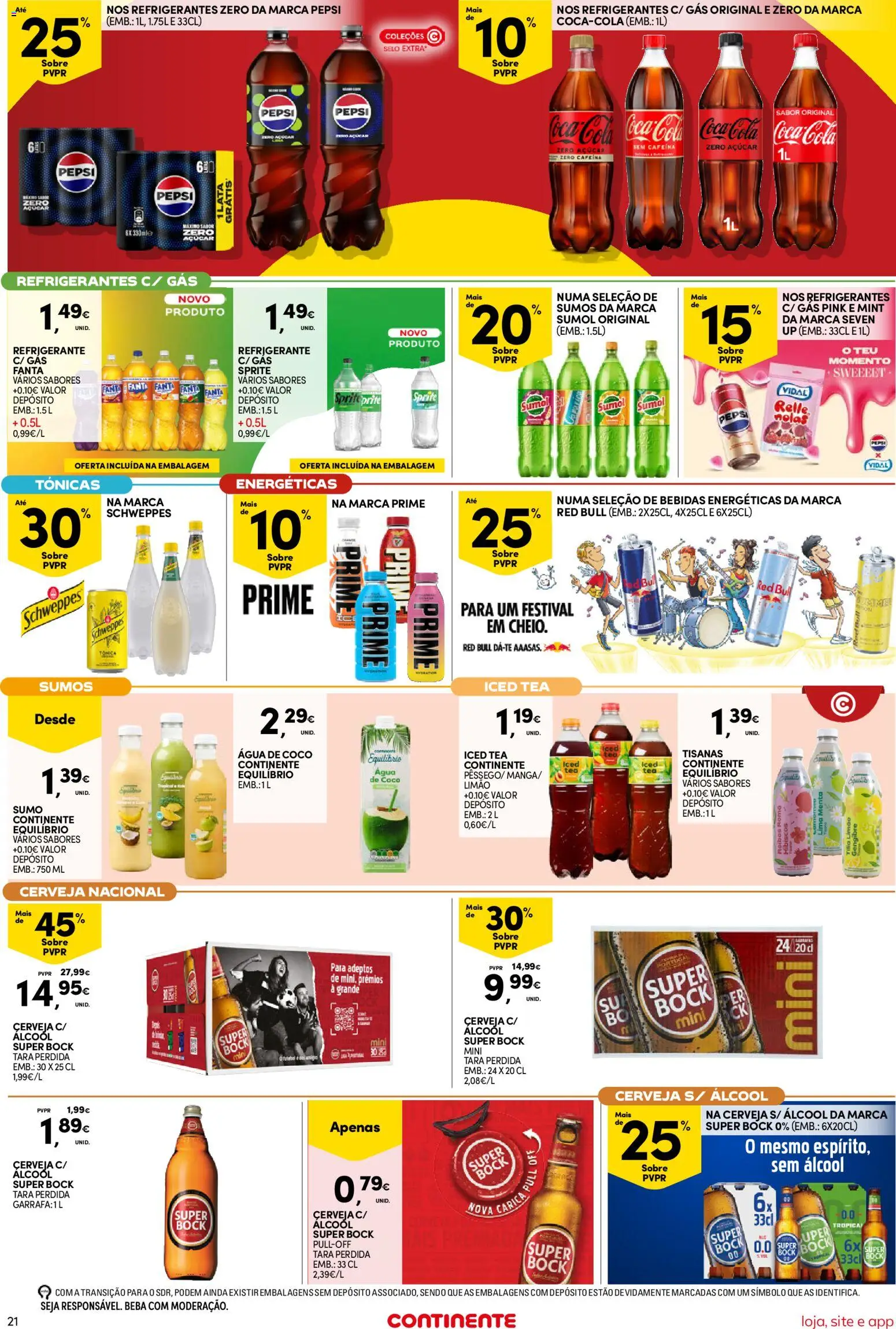 Continente Semanal Continente Bom Dia │ válido de 28/07/2026 | Página: 21 | Produtos: Agua, Refrigerante, Super bock, Cerveja