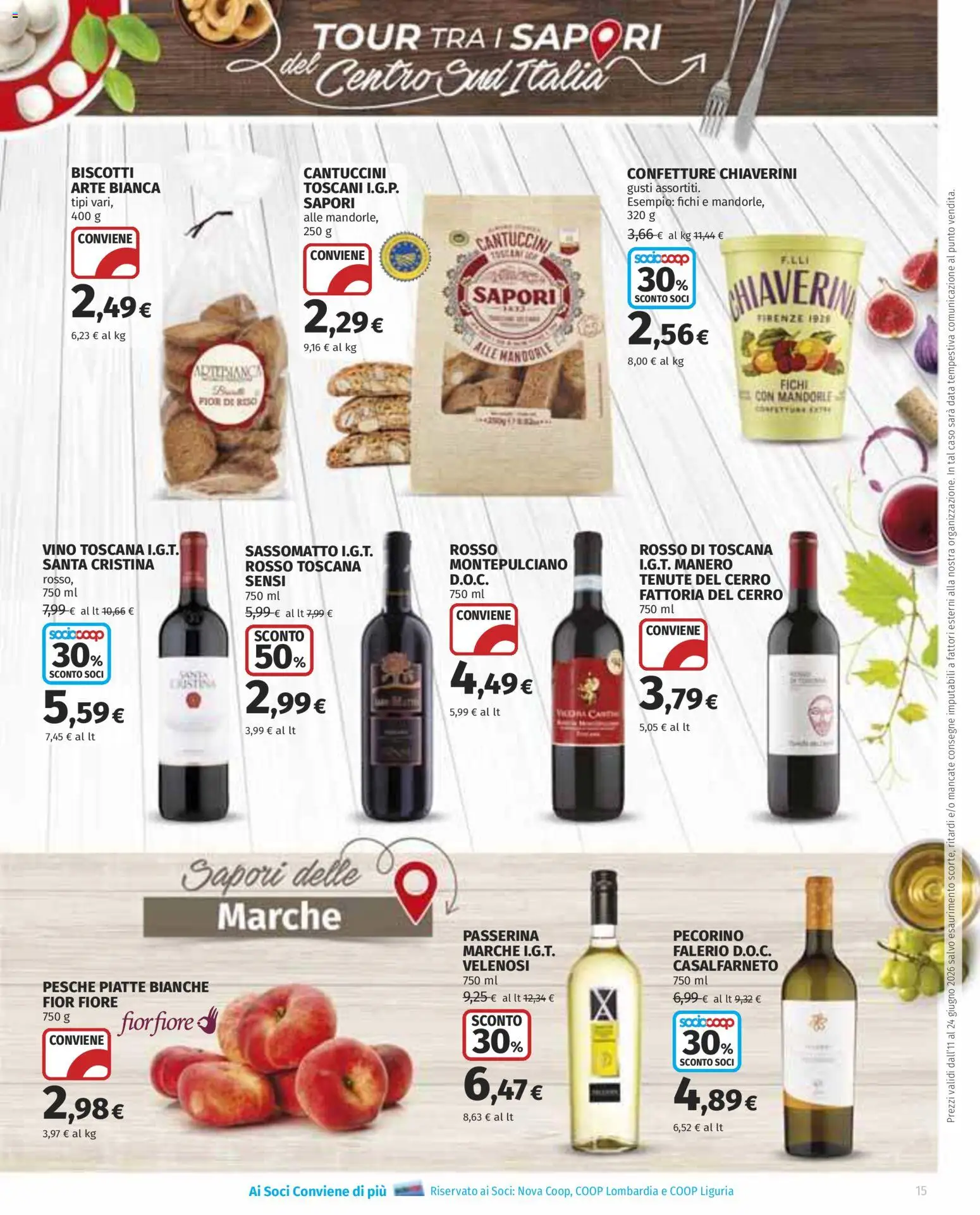 Volantino COOP del 11.06.2026 | Pagina: 15 | Prodotti: Biscotti, Mandorle, Data, Pecorino