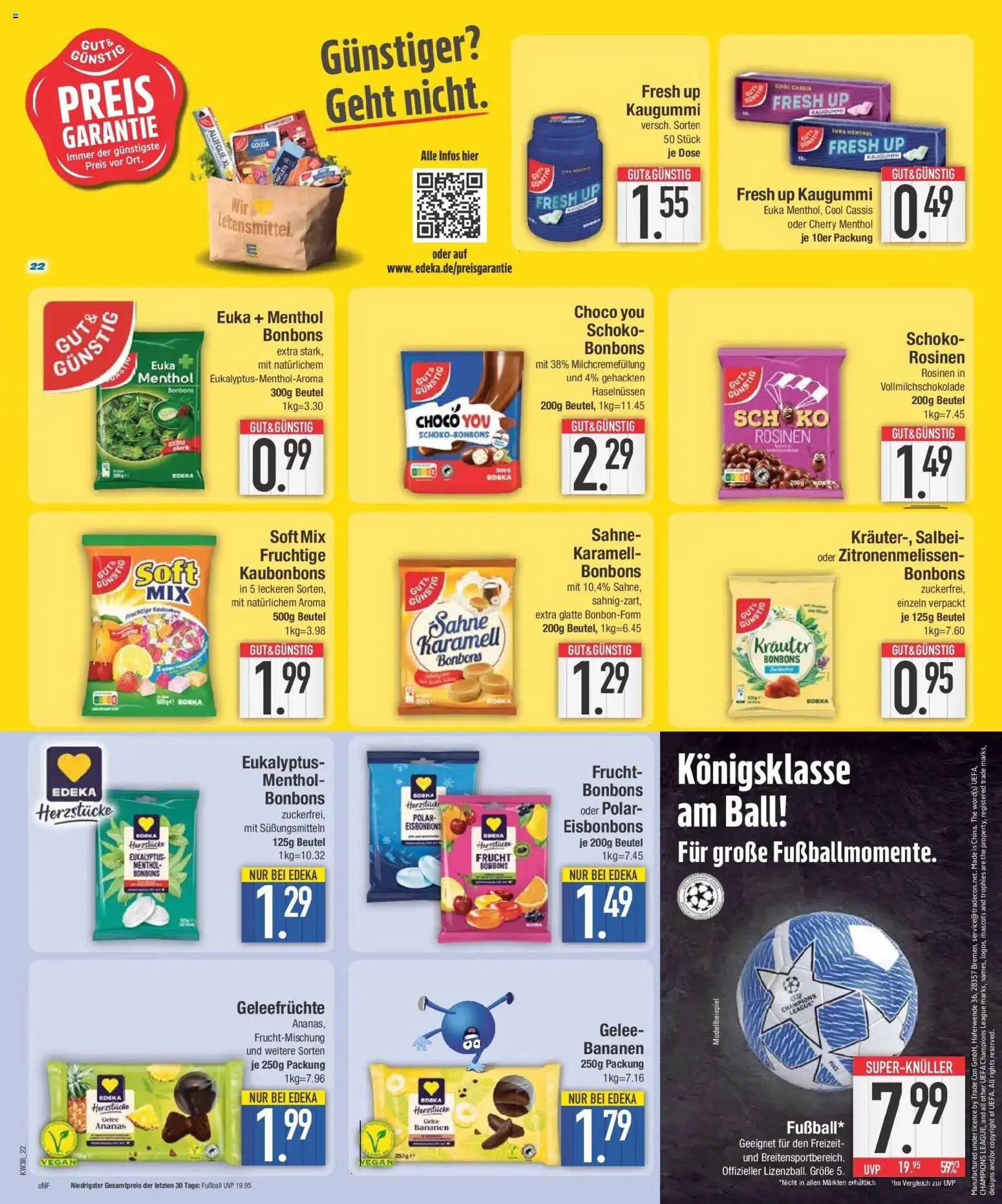 E center Prospekt München (ab 14.09.2026) zum Blättern | Seite: 22 | Produkte: Gouda, Bananen, Fußball, Sahne