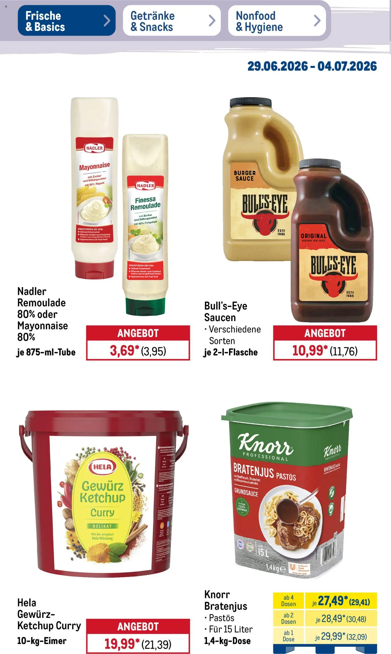 Metro Non Food & Hygiene – gültig ab 29.06.2026 | Seite: 49 | Produkte: Rapsöl, Knorr, Mayonnaise, Ketchup